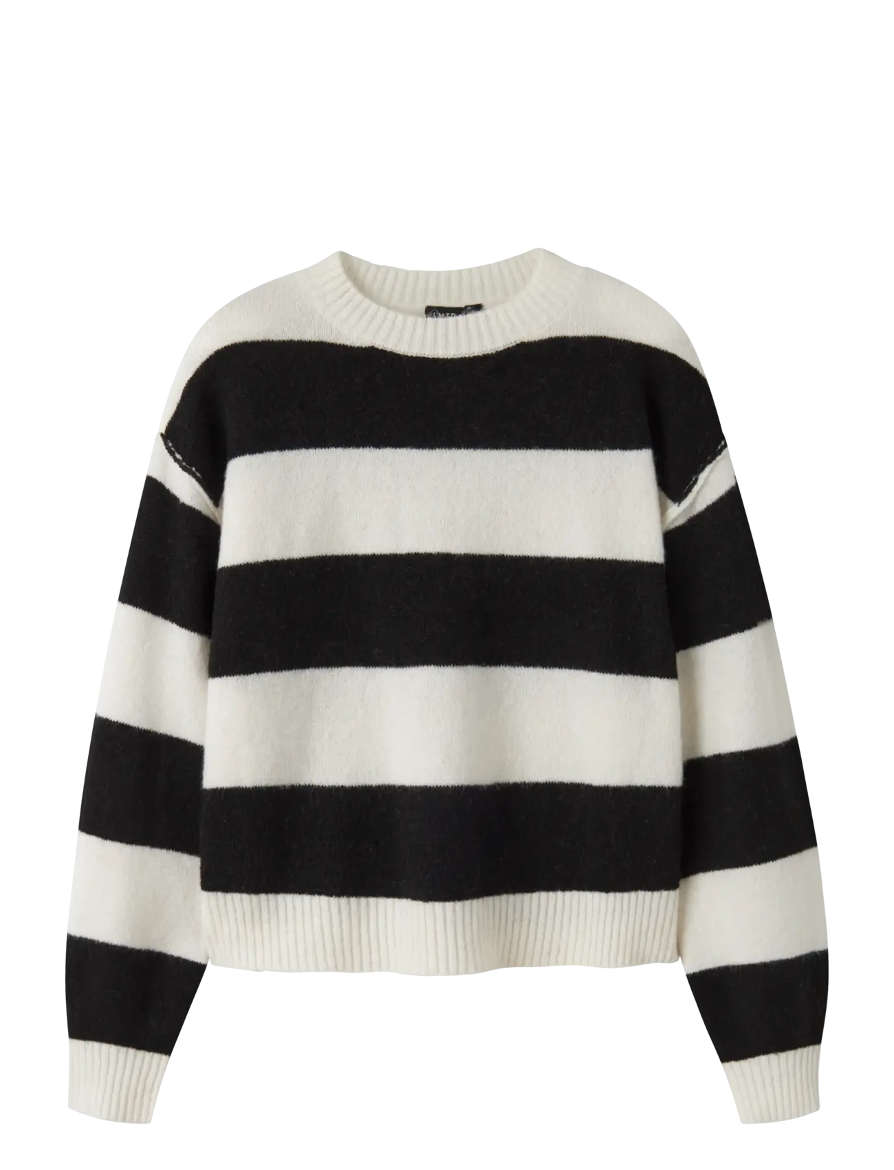 LMTD Nlfbynthe Stripe Ls Short Knit, 134-140, Black, Strik > Pullovere, Børn