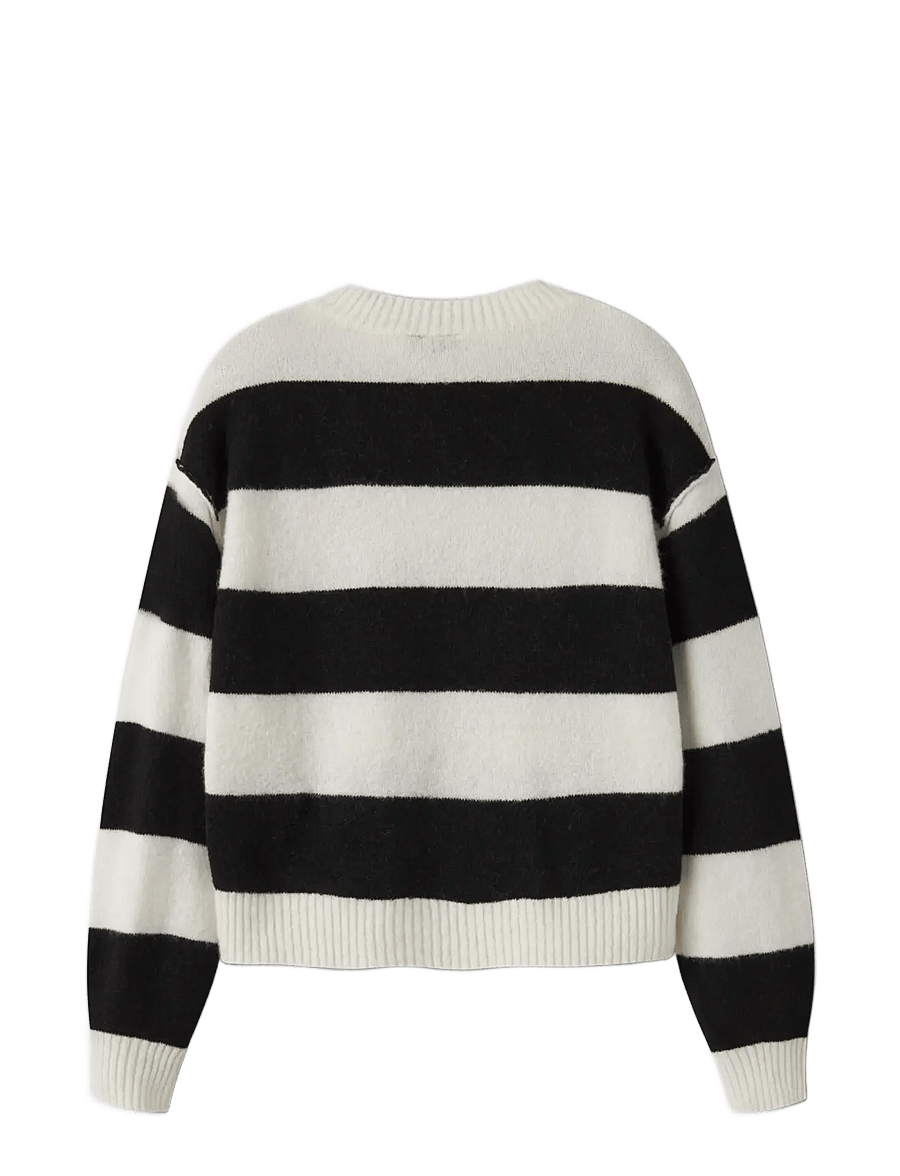 LMTD - NLFBYNTHE STRIPE LS SHORT KNIT - pullover - black - 1