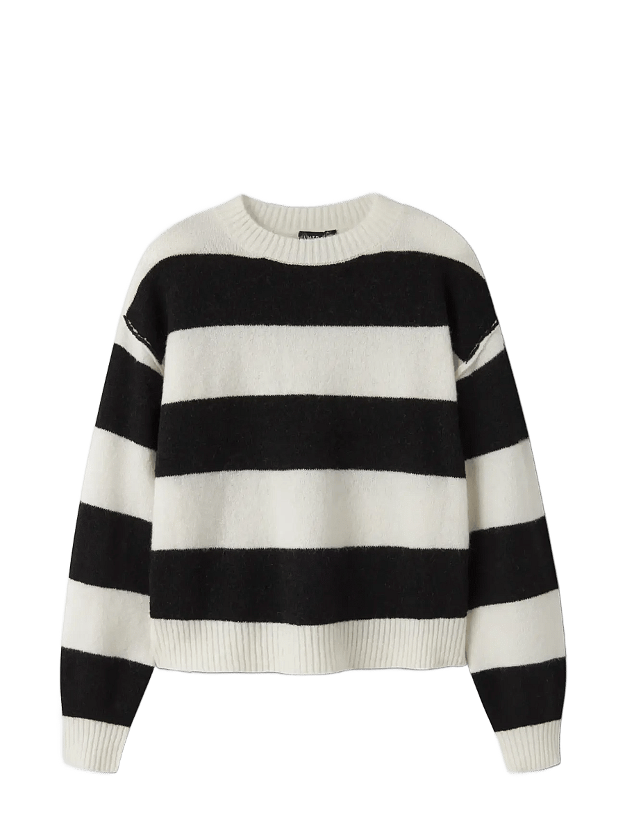 LMTD - NLFBYNTHE STRIPE LS SHORT KNIT - pullover - black - 2