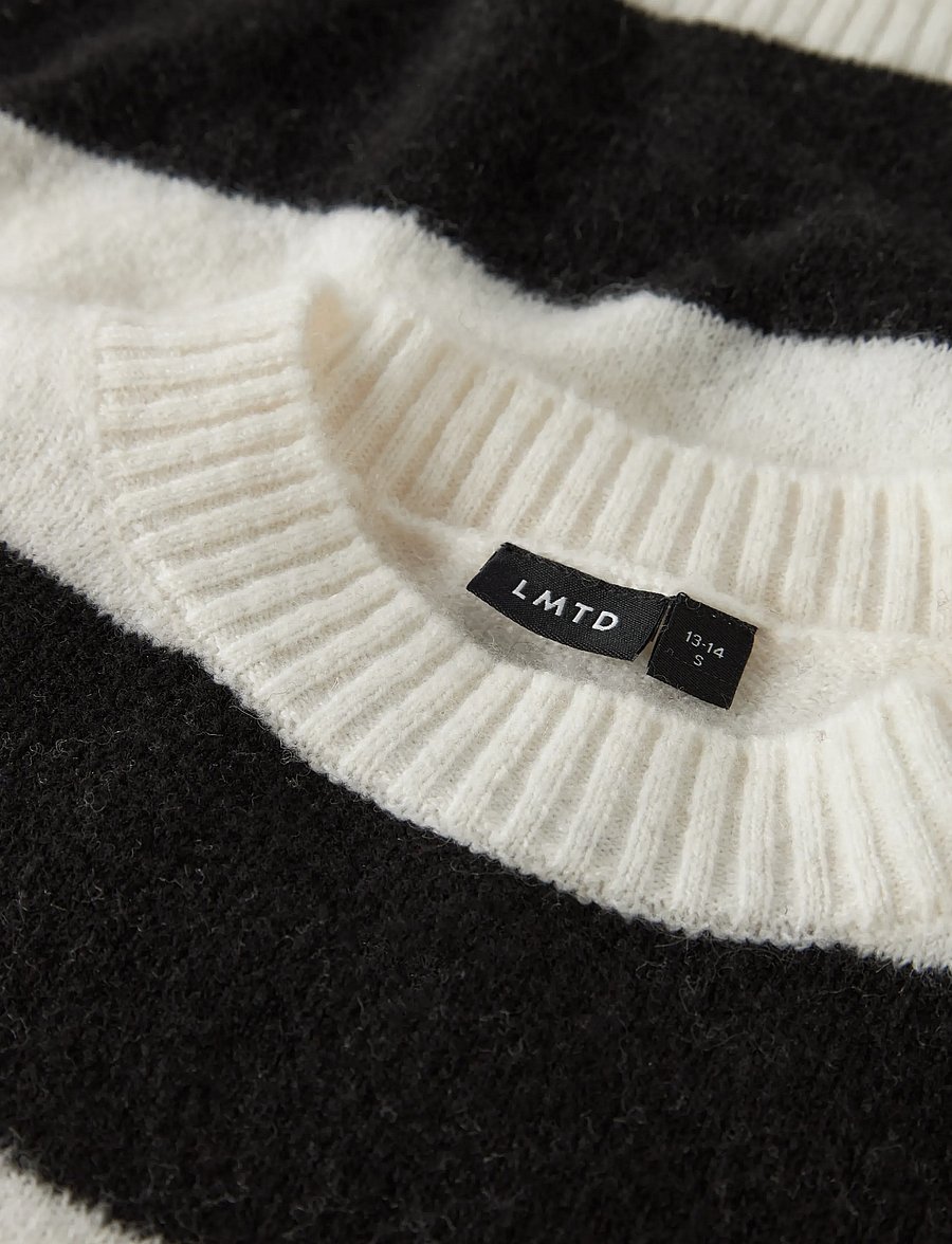 LMTD - NLFBYNTHE STRIPE LS SHORT KNIT - pullover - black - 3