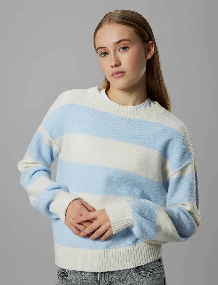 LMTD - NLFBYNTHE STRIPE LS SHORT KNIT - stickade tröjor - kentucky blue - 0