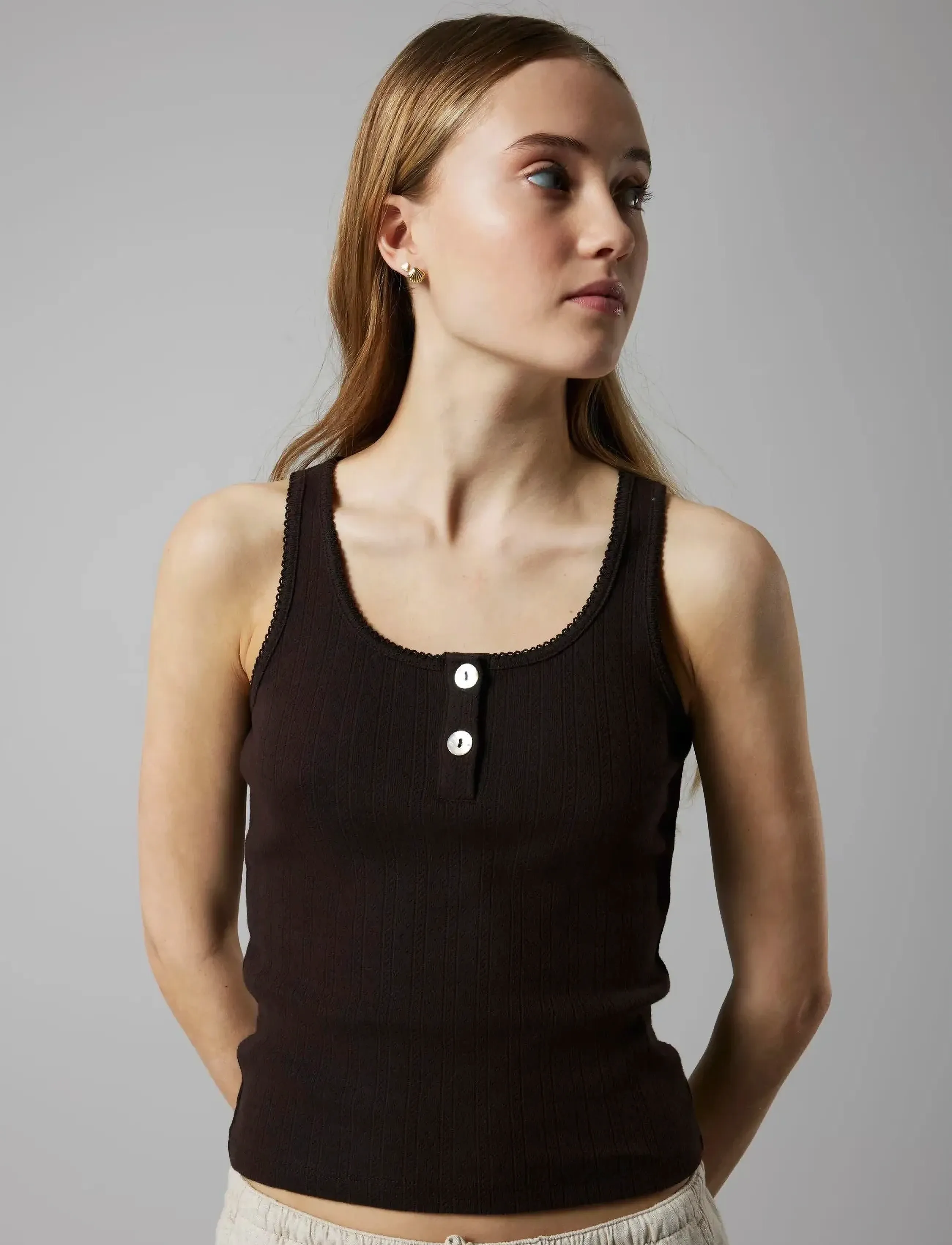 LMTD - NLFLEEDLE TANK SHORT TOP - black coffee - 4