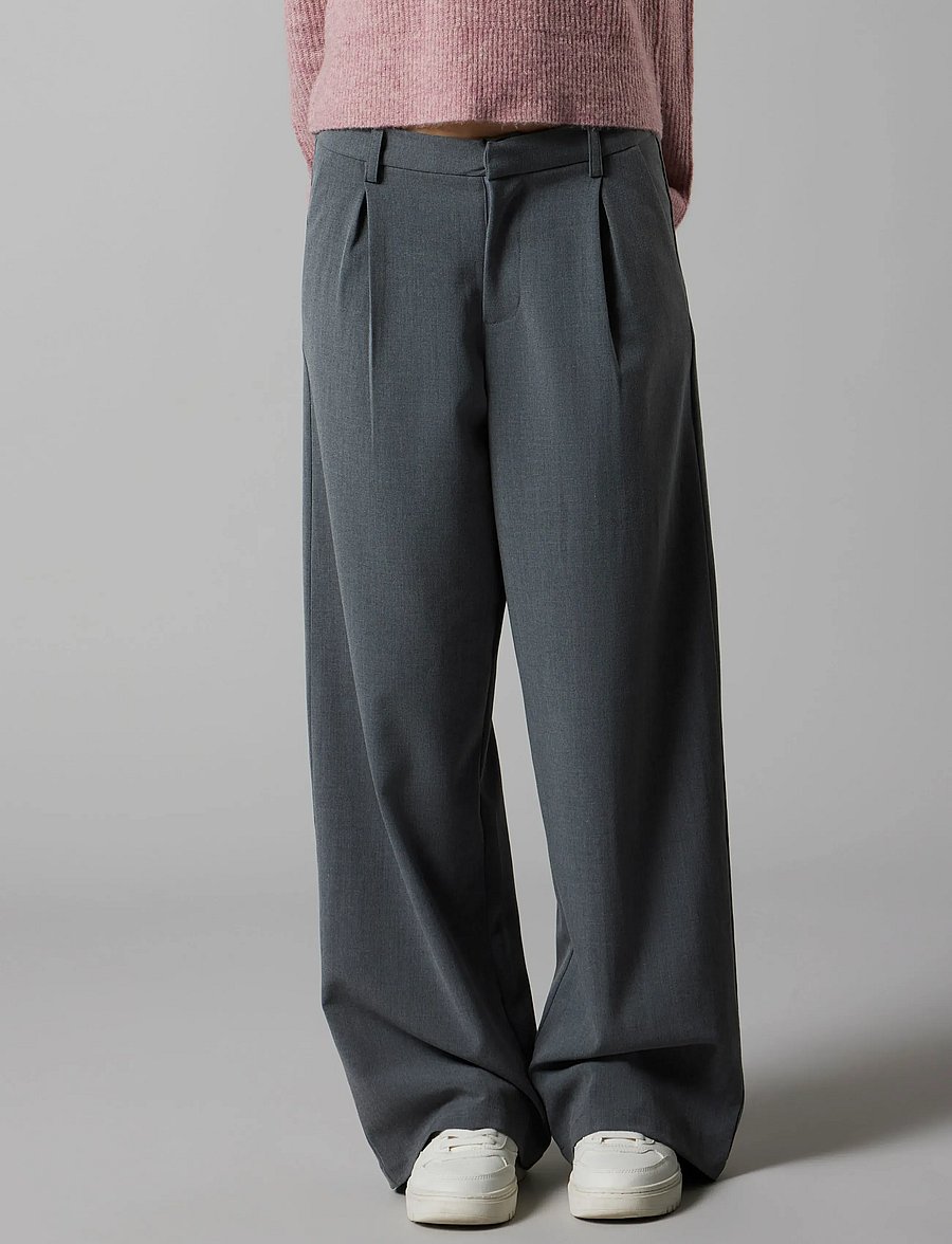LMTD - NLFLUIS NW PLEAT WIDE PANT - einkaufen nach alter von - grey melange - 4