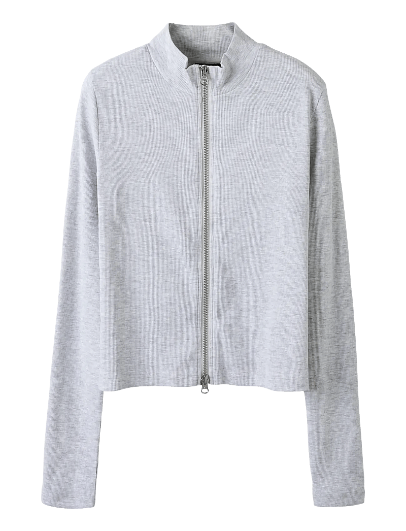 LMTD - NLFHINAJA LS SHORT S ZIP CARDIGAN - cardigans - light grey melange - 0