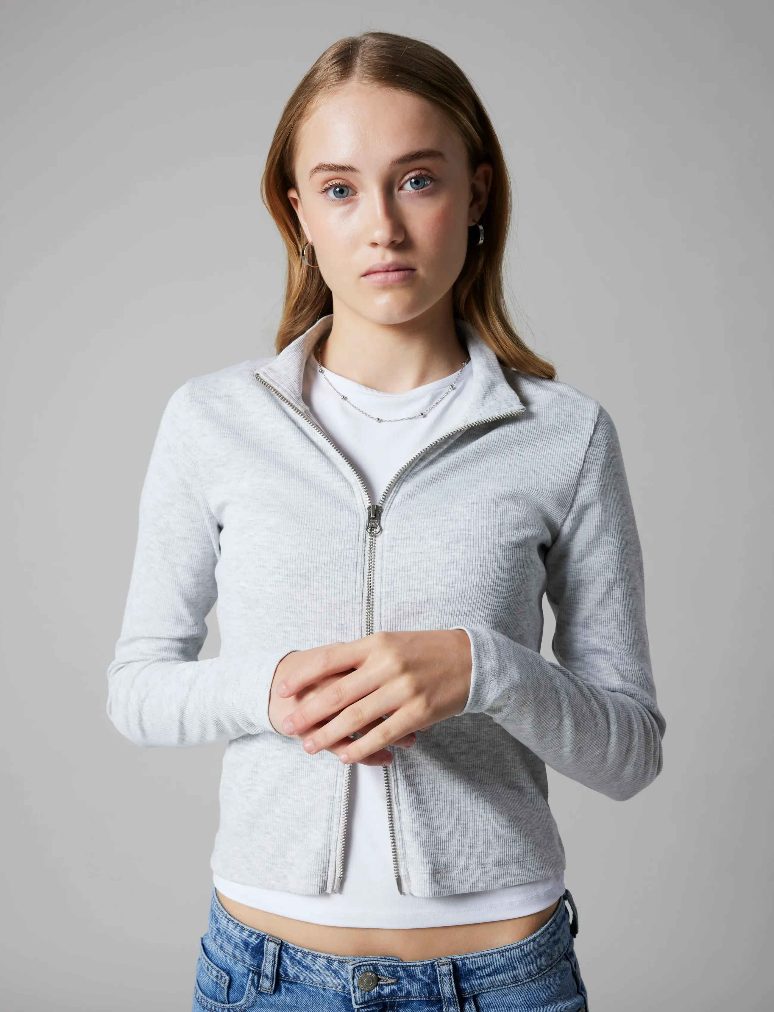 LMTD - NLFHINAJA LS SHORT S ZIP CARDIGAN - cardigans - light grey melange - 3