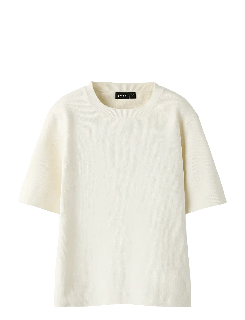 LMTD - NLFHEAVE SS SHORT S KNIT TOP - kortærmede t-shirts - white alyssum - 0