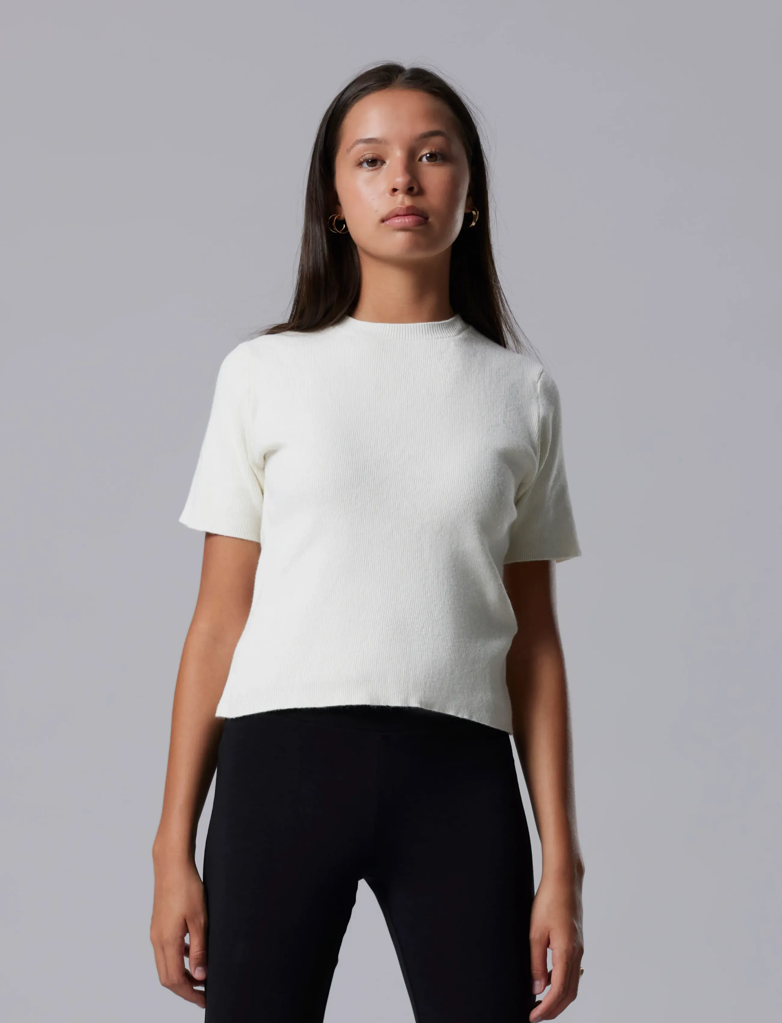LMTD - NLFHEAVE SS SHORT S KNIT TOP - lyhythihaiset t-paidat - white alyssum - 3