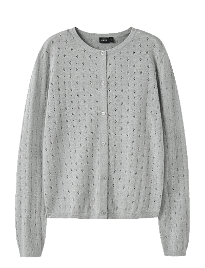 LMTD NLFHOINT LS SHORT S KNIT CARDIGAN - Strickmode - LIGHT GREY MELANGE / grey