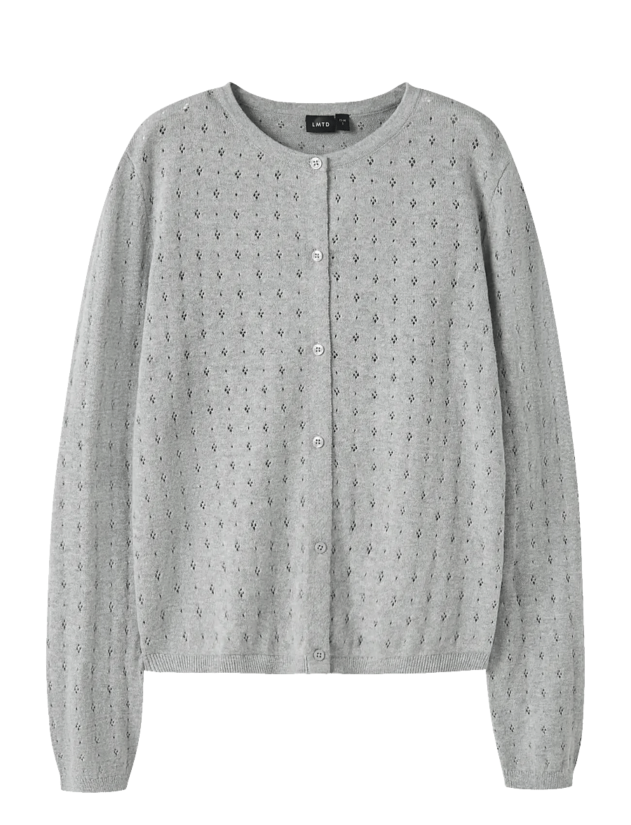 LMTD - NLFHOINT LS SHORT S KNIT CARDIGAN - cardigans - light grey melange - 0