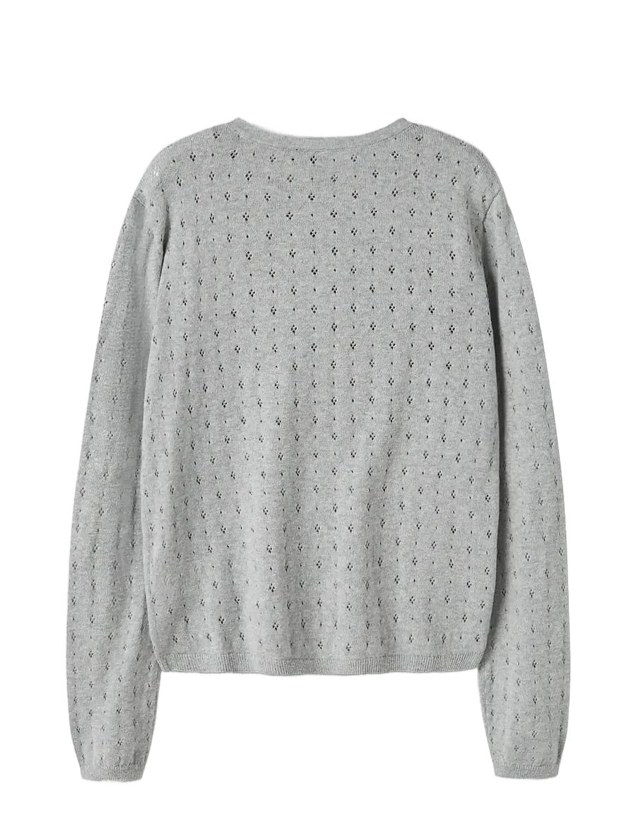 LMTD - NLFHOINT LS SHORT S KNIT CARDIGAN - cardigans - light grey melange - 1