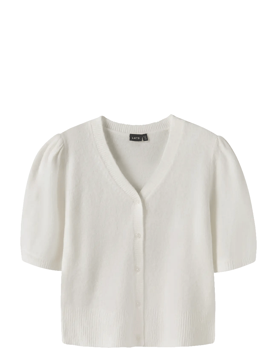 LMTD - NLFLODET SS SHORT S KNIT V CARDIGAN - cardigans - white alyssum - 0