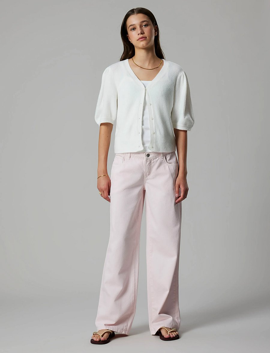 LMTD - NLFLODET SS SHORT S KNIT V CARDIGAN - cardigans - white alyssum - 2