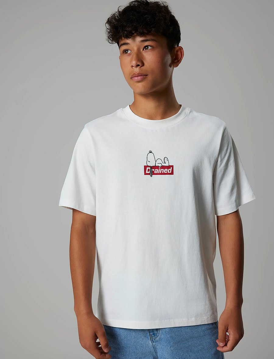 LMTD - NLNAFFY SNOOPY SS L TOP BOX SKY - kortærmede t-shirts - white alyssum - 2