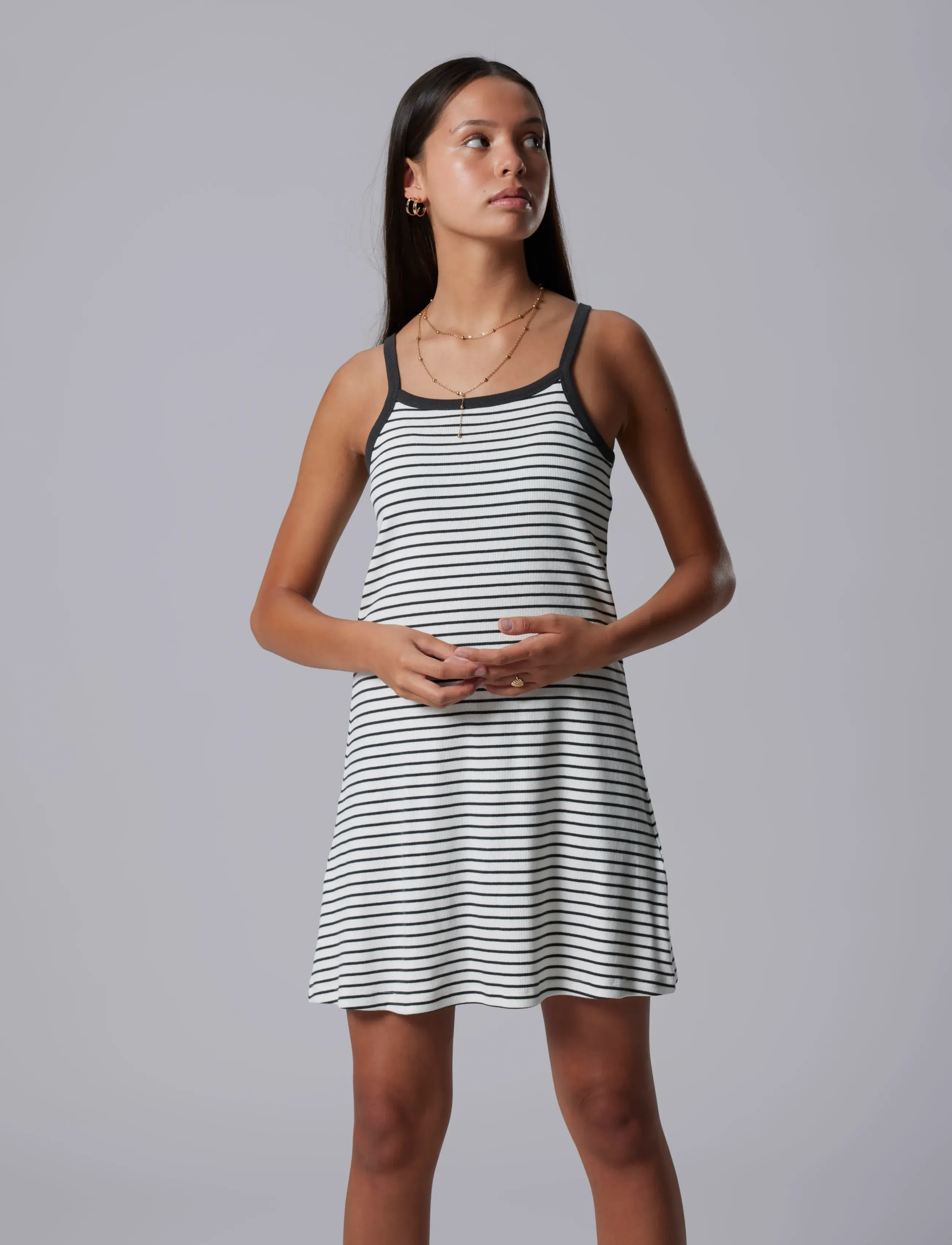 LMTD - NLFHINAJA STRIPE SHORT STRAP DRESS - sukienki codzienne bez rękawów - white alyssum - 2