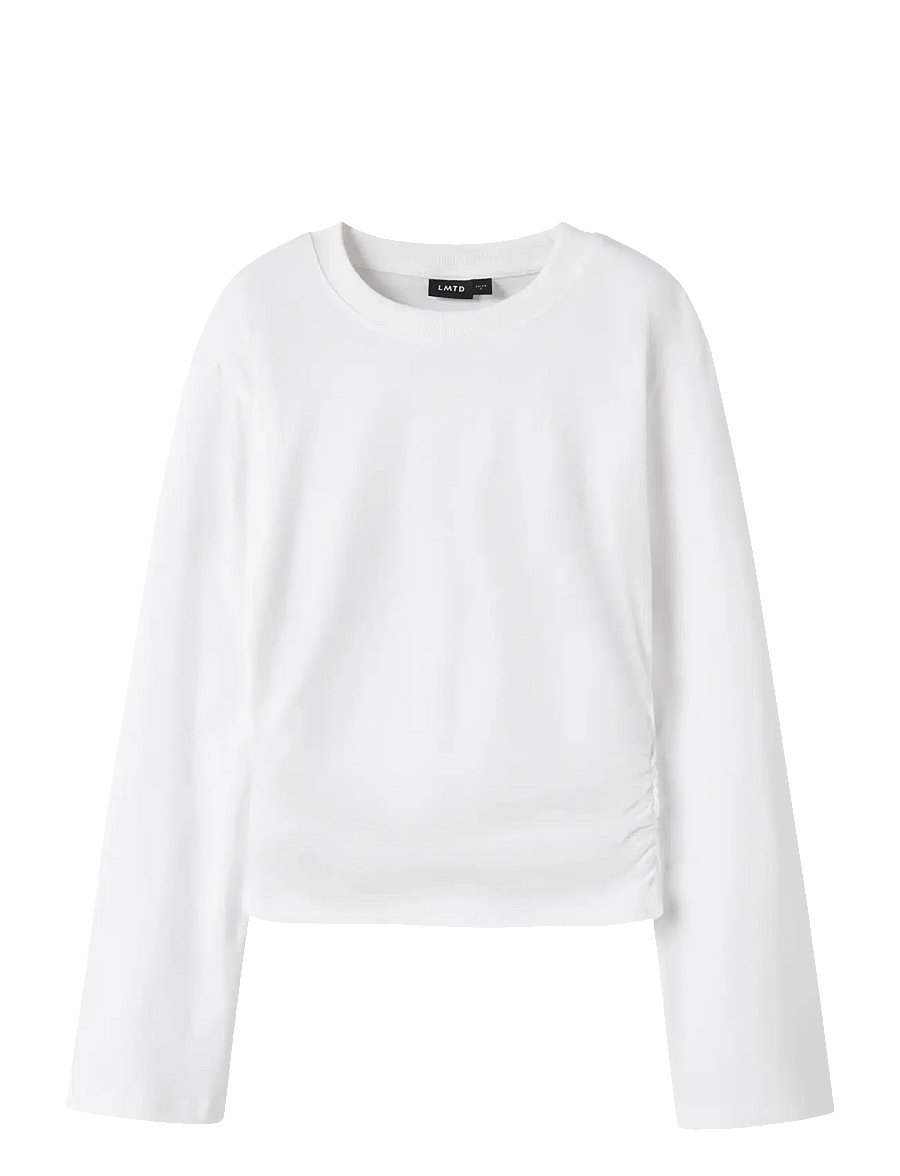 LMTD - NLFNOVEGAT LS SHORT RUCHED TOP - t-krekli ar garām piedurknēm - bright white - 1