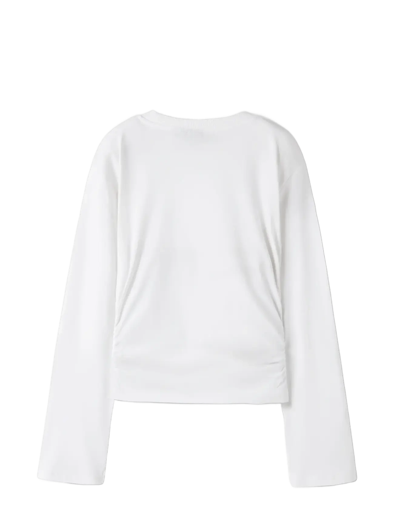LMTD - NLFNOVEGAT LS SHORT RUCHED TOP - t-krekli ar garām piedurknēm - bright white - 2