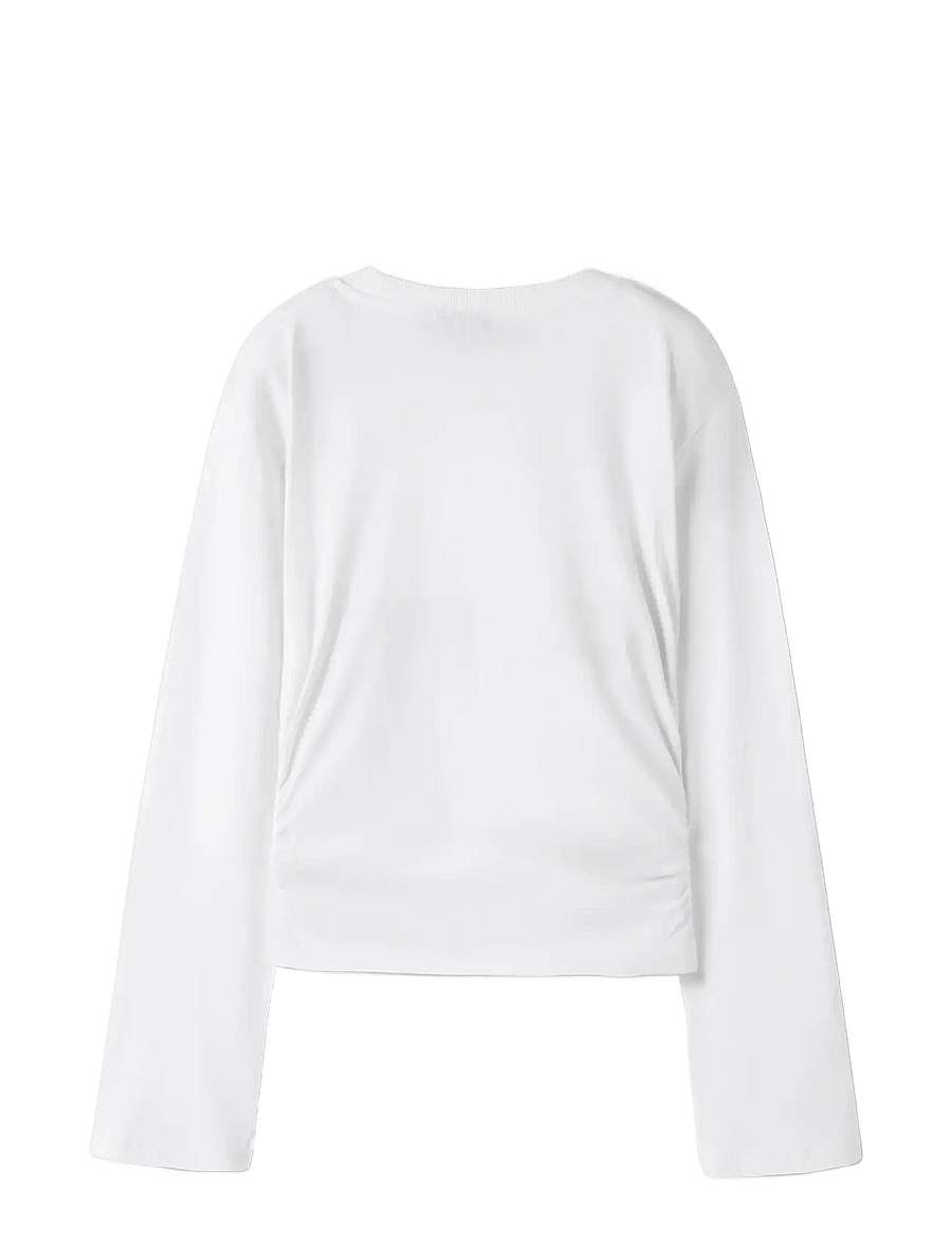 LMTD - NLFNOVEGAT LS SHORT RUCHED TOP - t-krekli ar garām piedurknēm - bright white - 2