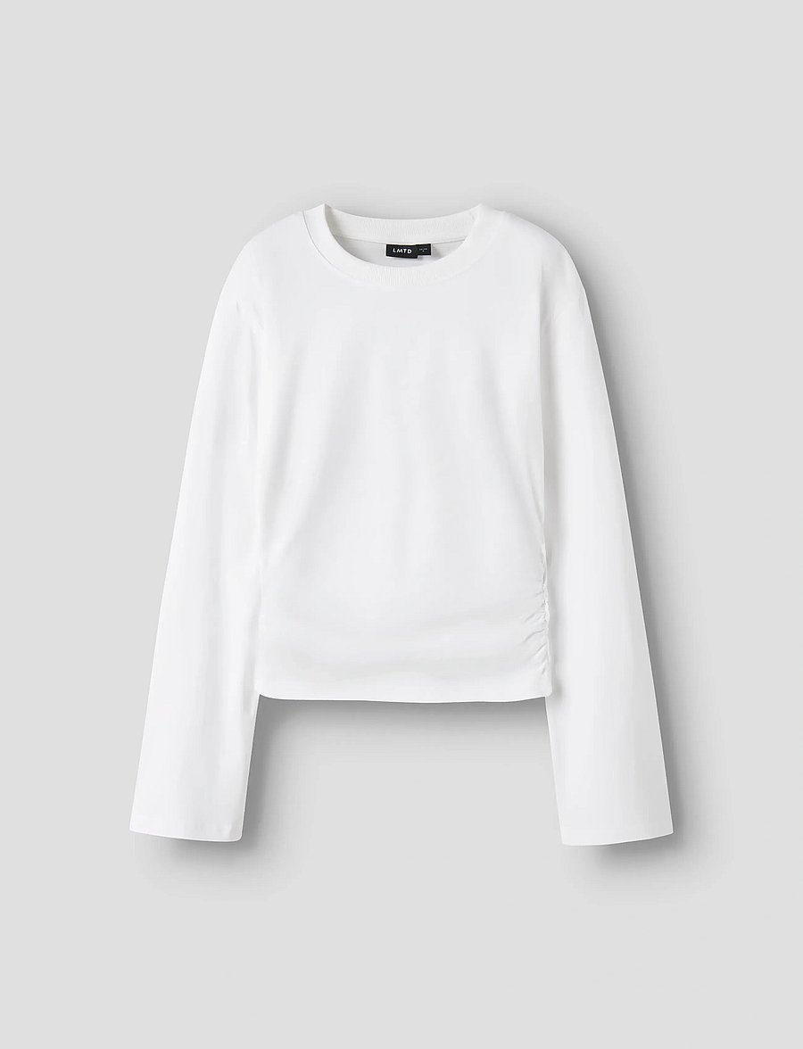 LMTD - NLFNOVEGAT LS SHORT RUCHED TOP - t-krekli ar garām piedurknēm - bright white - 0