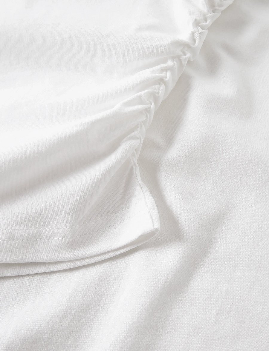 LMTD - NLFNOVEGAT LS SHORT RUCHED TOP - t-krekli ar garām piedurknēm - bright white - 5