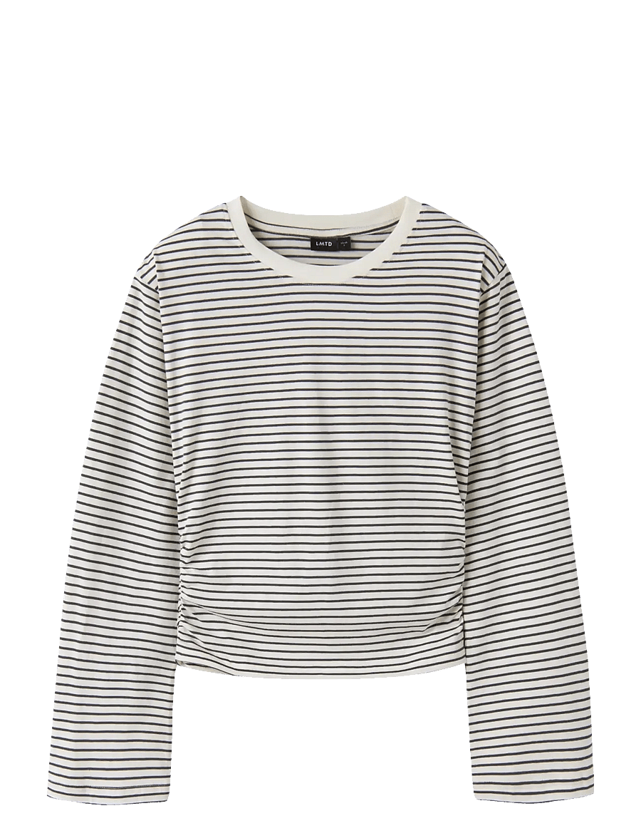 LMTD - NLFNOVEGAT LS SHORT RUCHED TOP - långärmade t-shirts - dark shadow - 0