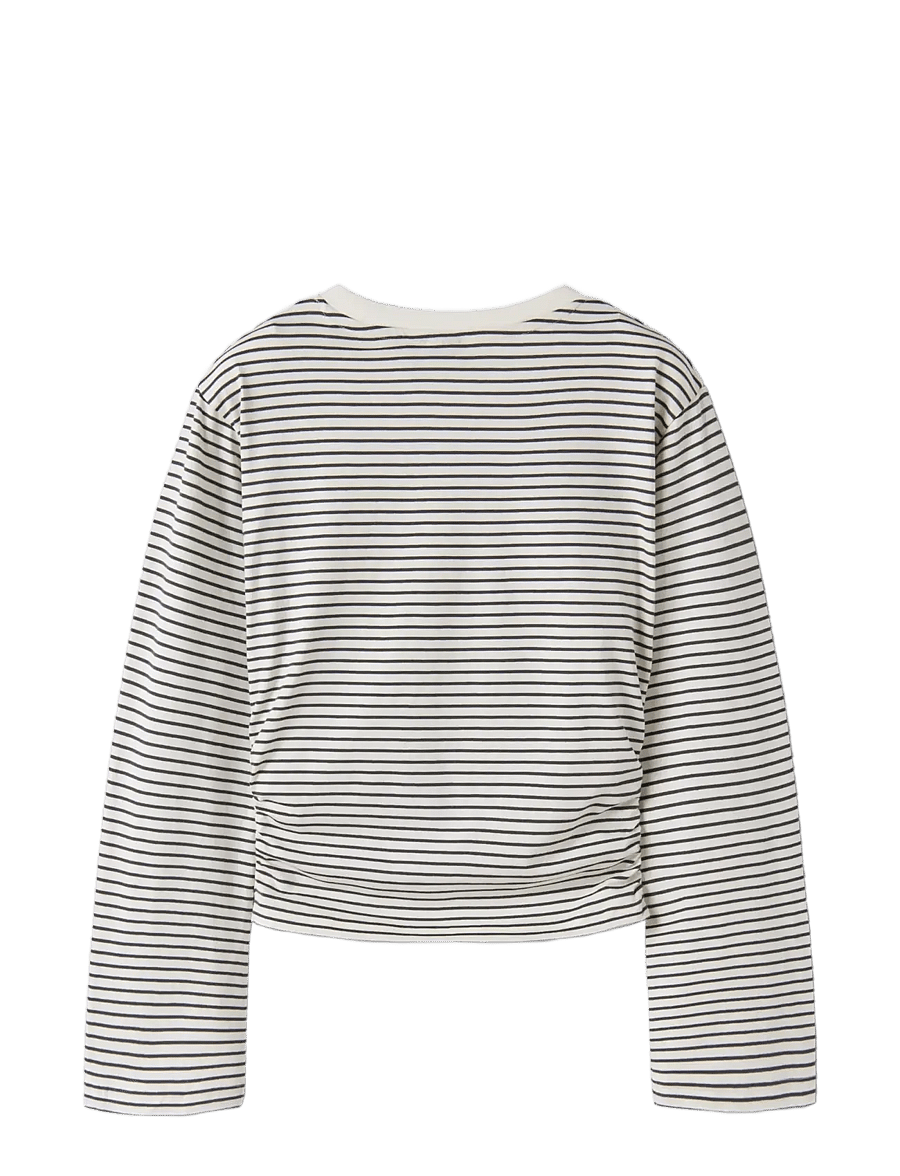 LMTD - NLFNOVEGAT LS SHORT RUCHED TOP - långärmade t-shirts - dark shadow - 1