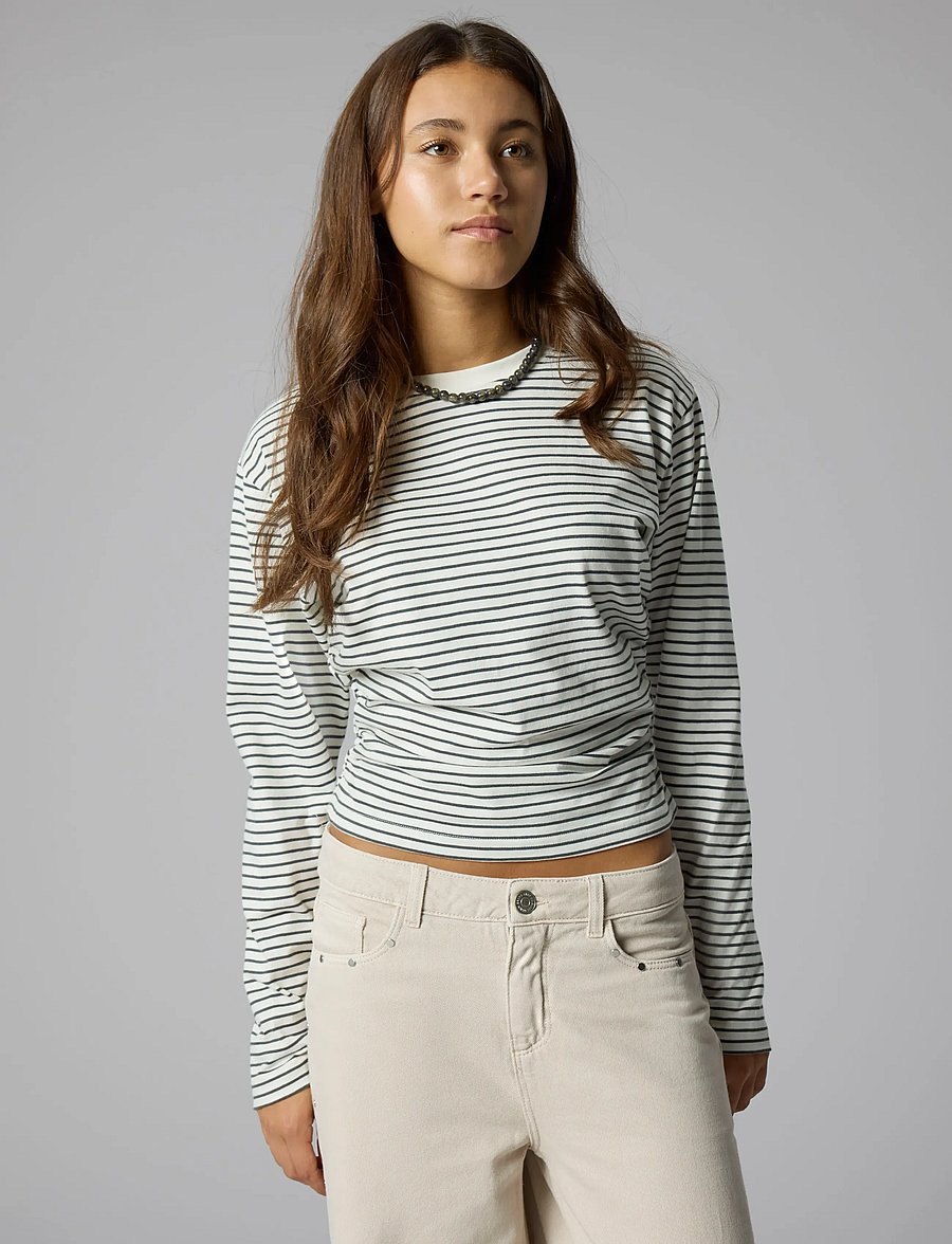 LMTD - NLFNOVEGAT LS SHORT RUCHED TOP - långärmade t-shirts - dark shadow - 3