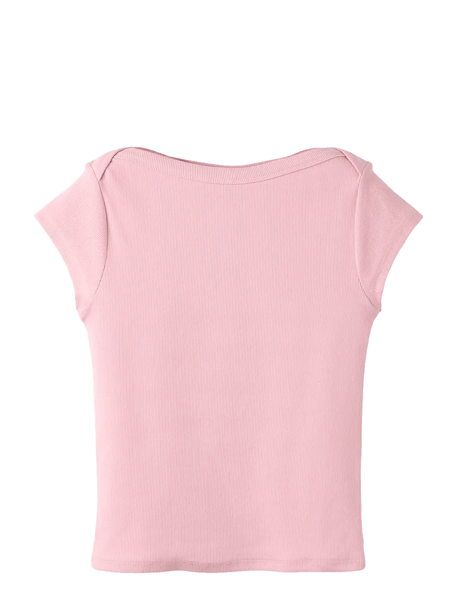 LMTD - NLFENVO SS SHORT BOATNECK S TOP - kurzärmelige - crystal pink - 0