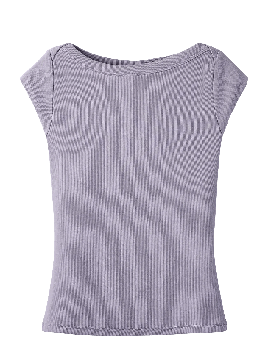 LMTD - NLFENVO SS SHORT BOATNECK S TOP - kurzärmelige - lavender gray - 0