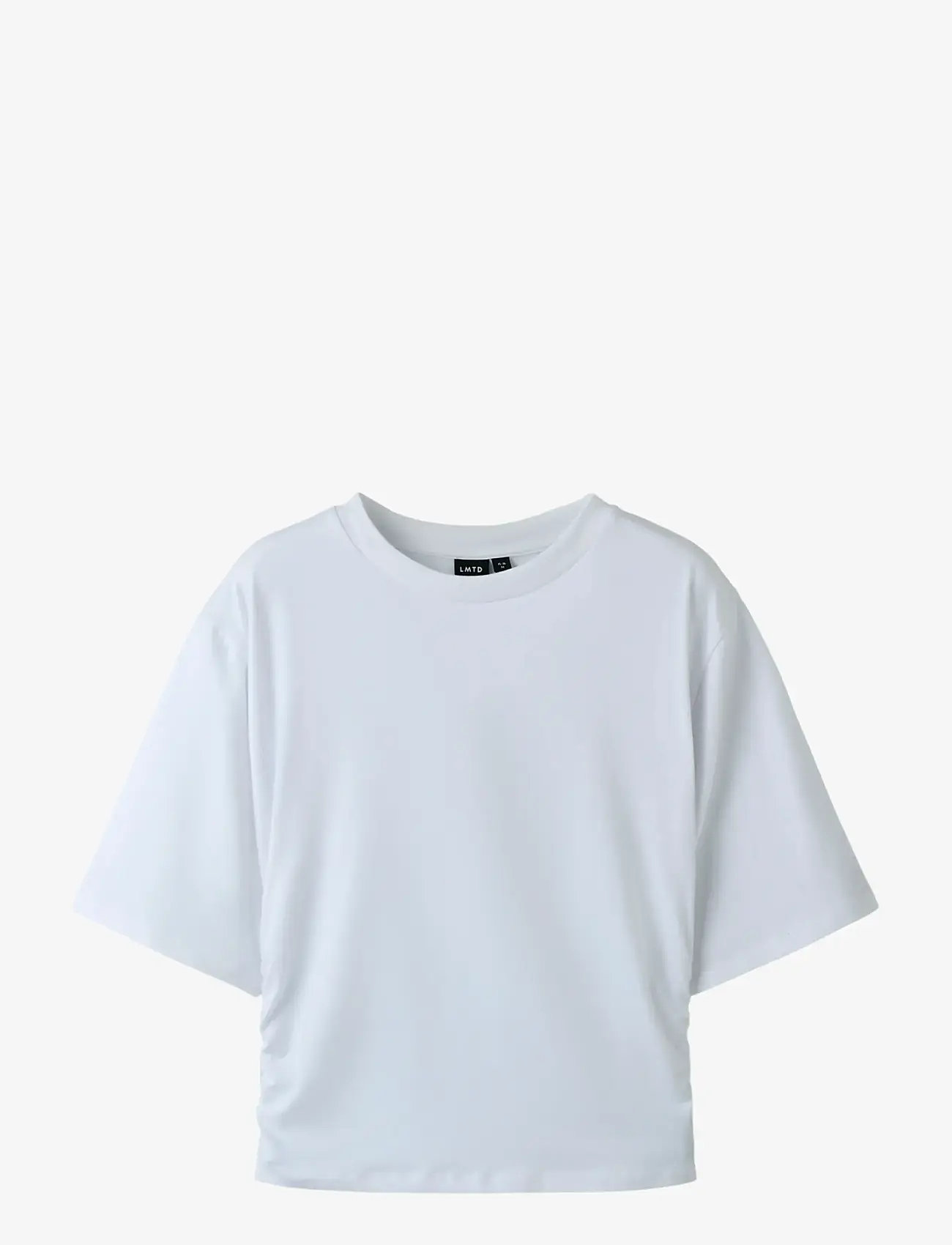 LMTD - NLFREBECFLO SS ROUCHED SHORT TOP - kortärmade t-shirts - bright white - 1