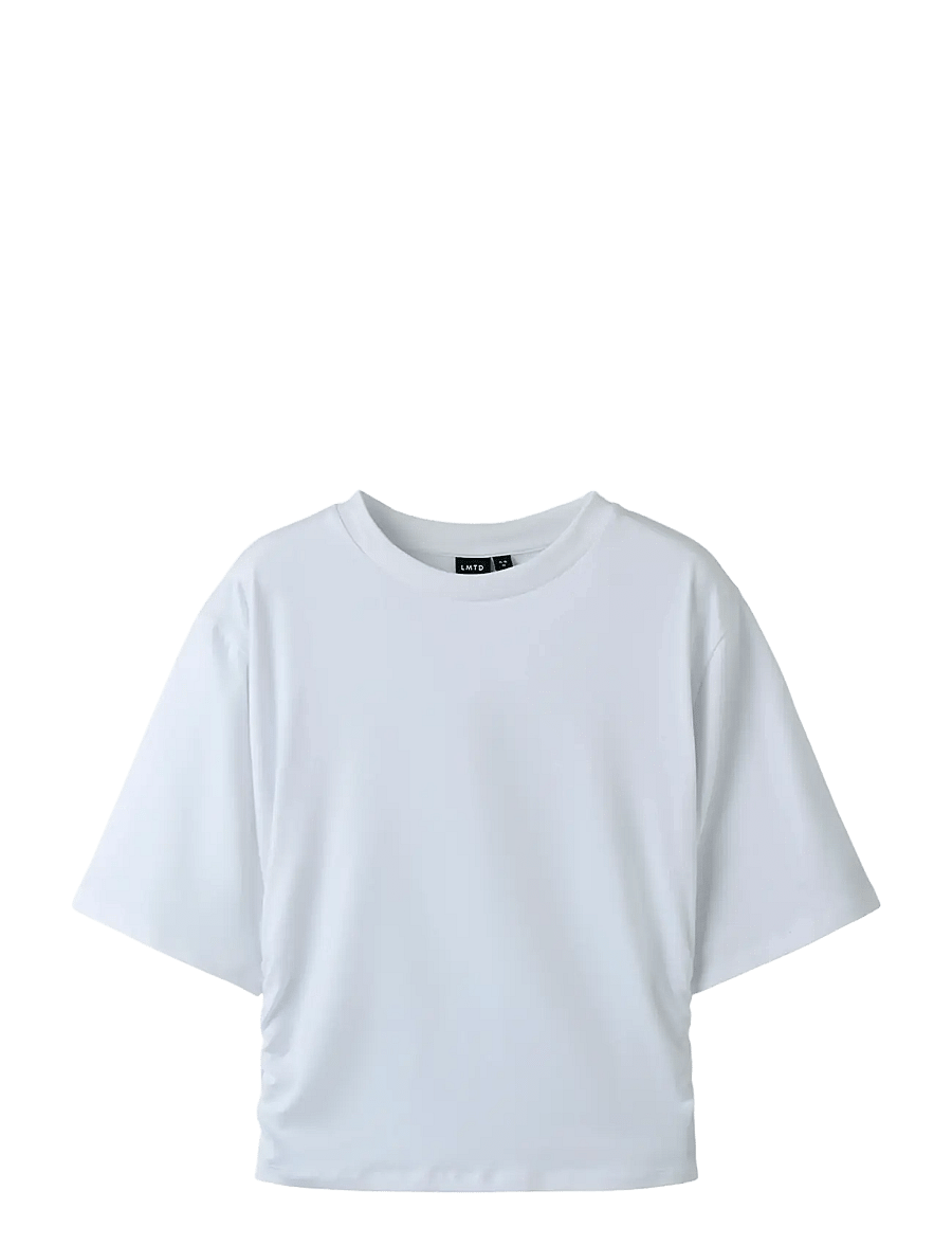 LMTD - NLFREBECFLO SS ROUCHED SHORT TOP - krótki rękaw - bright white - 1