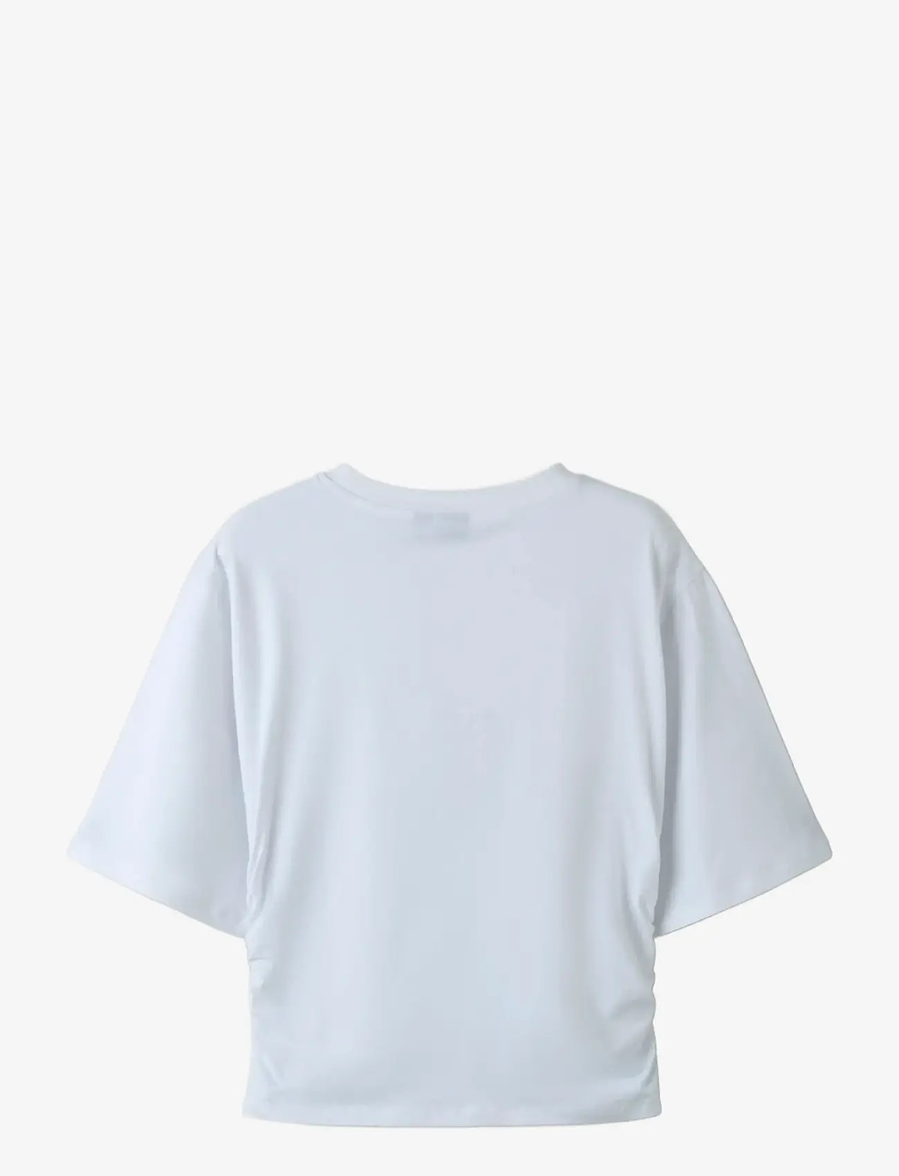 LMTD - NLFREBECFLO SS ROUCHED SHORT TOP - kortärmade t-shirts - bright white - 2