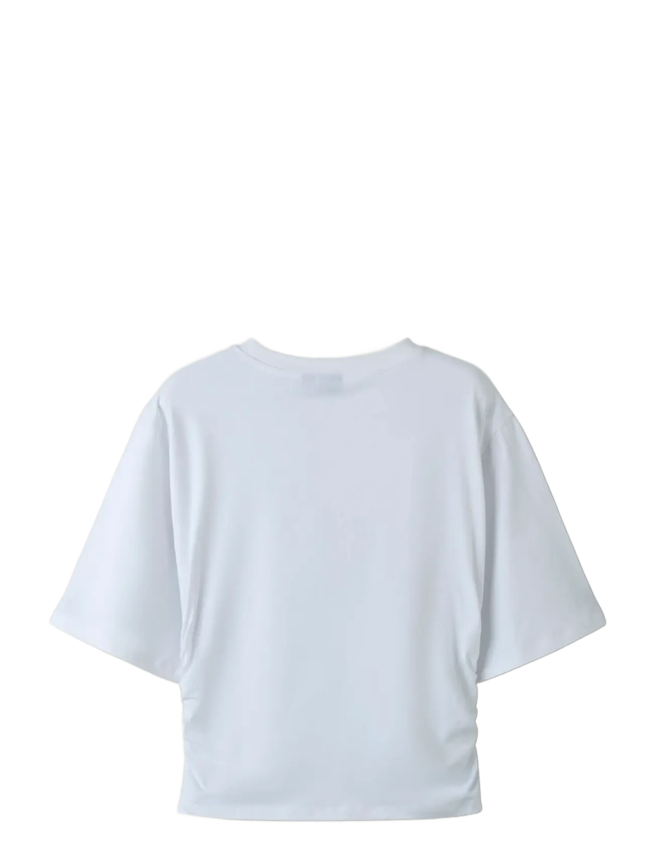 LMTD - NLFREBECFLO SS ROUCHED SHORT TOP - kortärmade t-shirts - bright white - 2