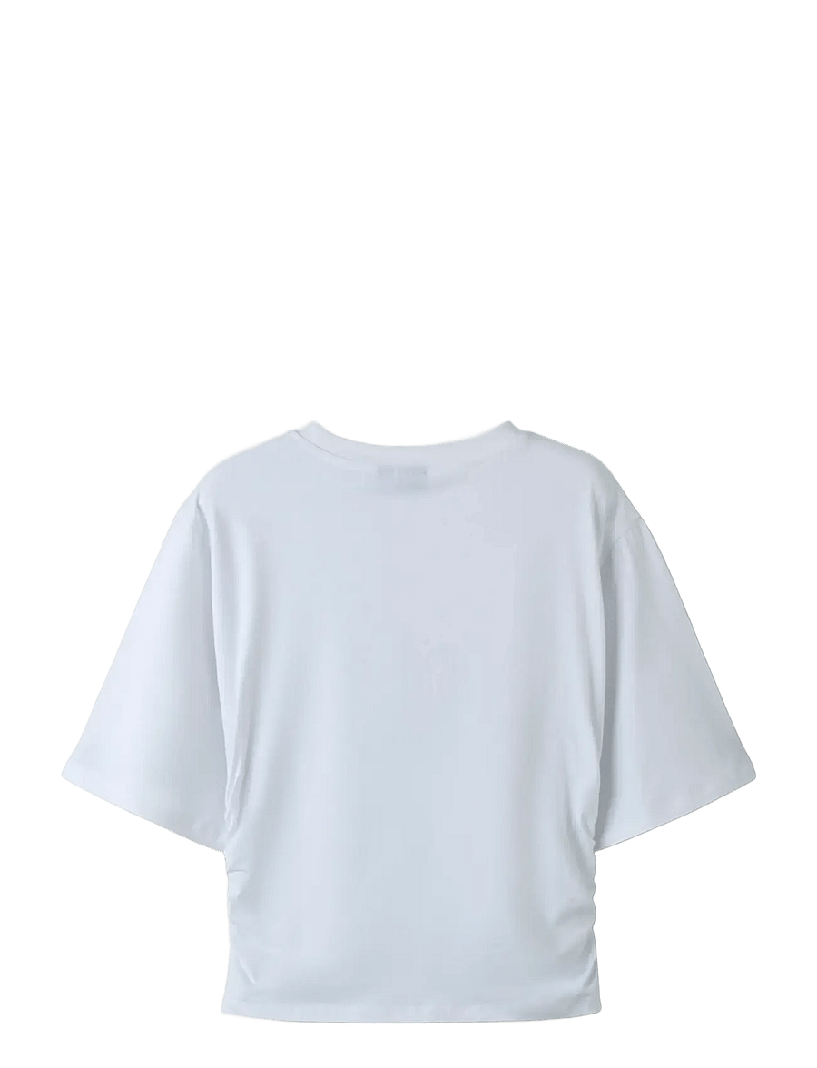 LMTD - NLFREBECFLO SS ROUCHED SHORT TOP - krótki rękaw - bright white - 2