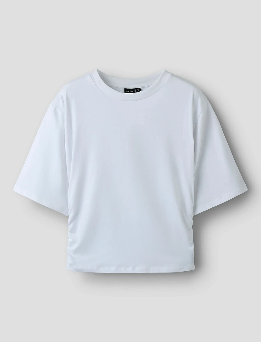 LMTD - NLFREBECFLO SS ROUCHED SHORT TOP - krótki rękaw - bright white - 0