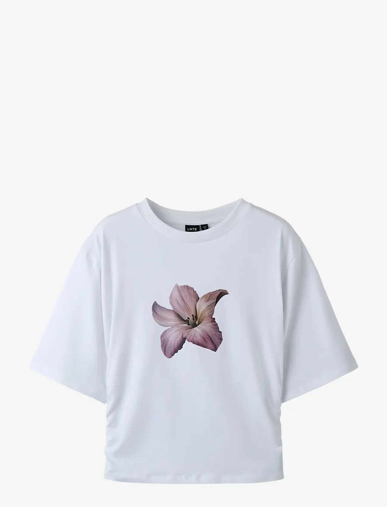 LMTD - NLFREBECFLO SS ROUCHED SHORT TOP - stutterma bolir - bright white - 0