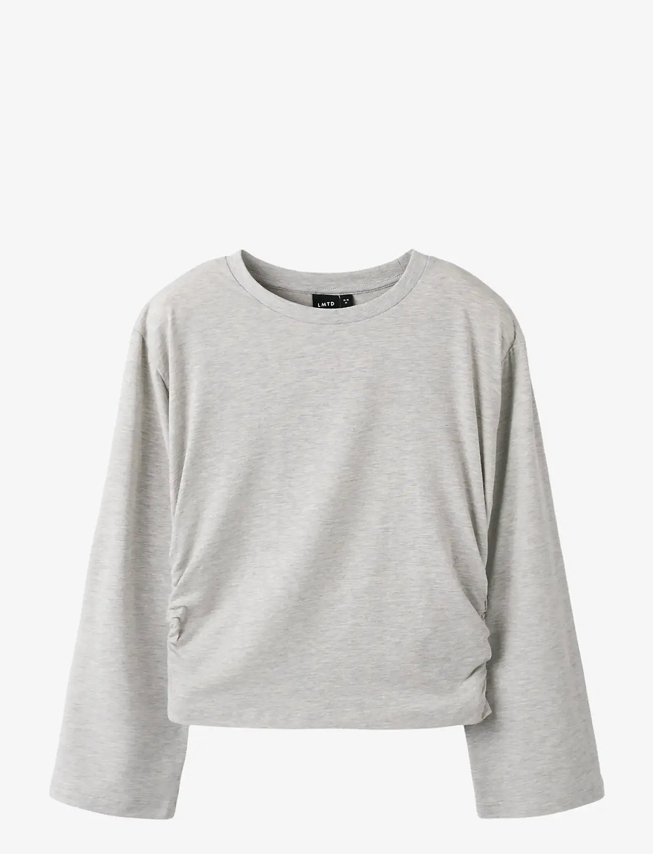 LMTD - NLFREBEC LS ROUCHED SHORT TOP - pikkade varrukatega t-särgid - light grey melange - 1