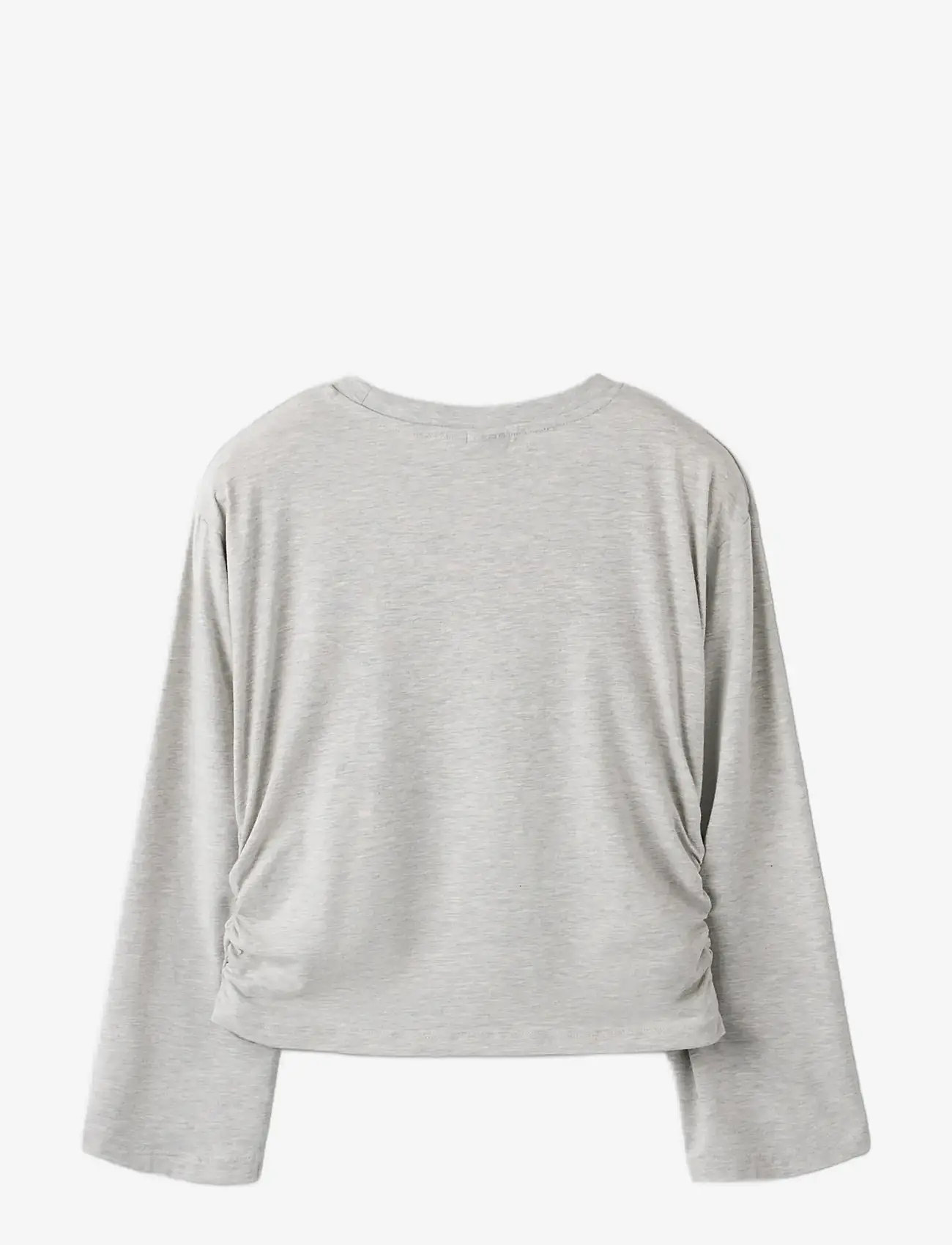 LMTD - NLFREBEC LS ROUCHED SHORT TOP - pikkade varrukatega t-särgid - light grey melange - 2