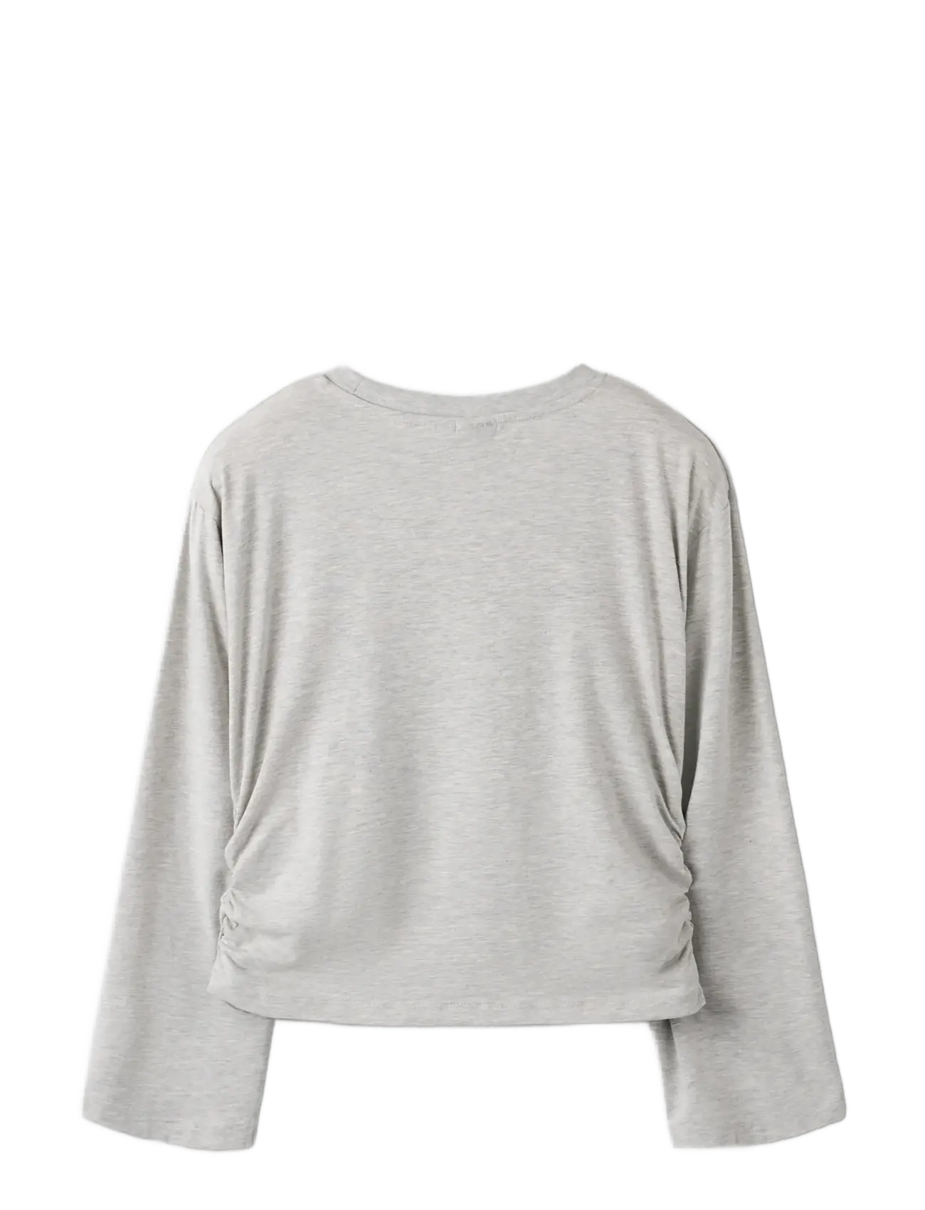 LMTD - NLFREBEC LS ROUCHED SHORT TOP - t-shirts - light grey melange - 2