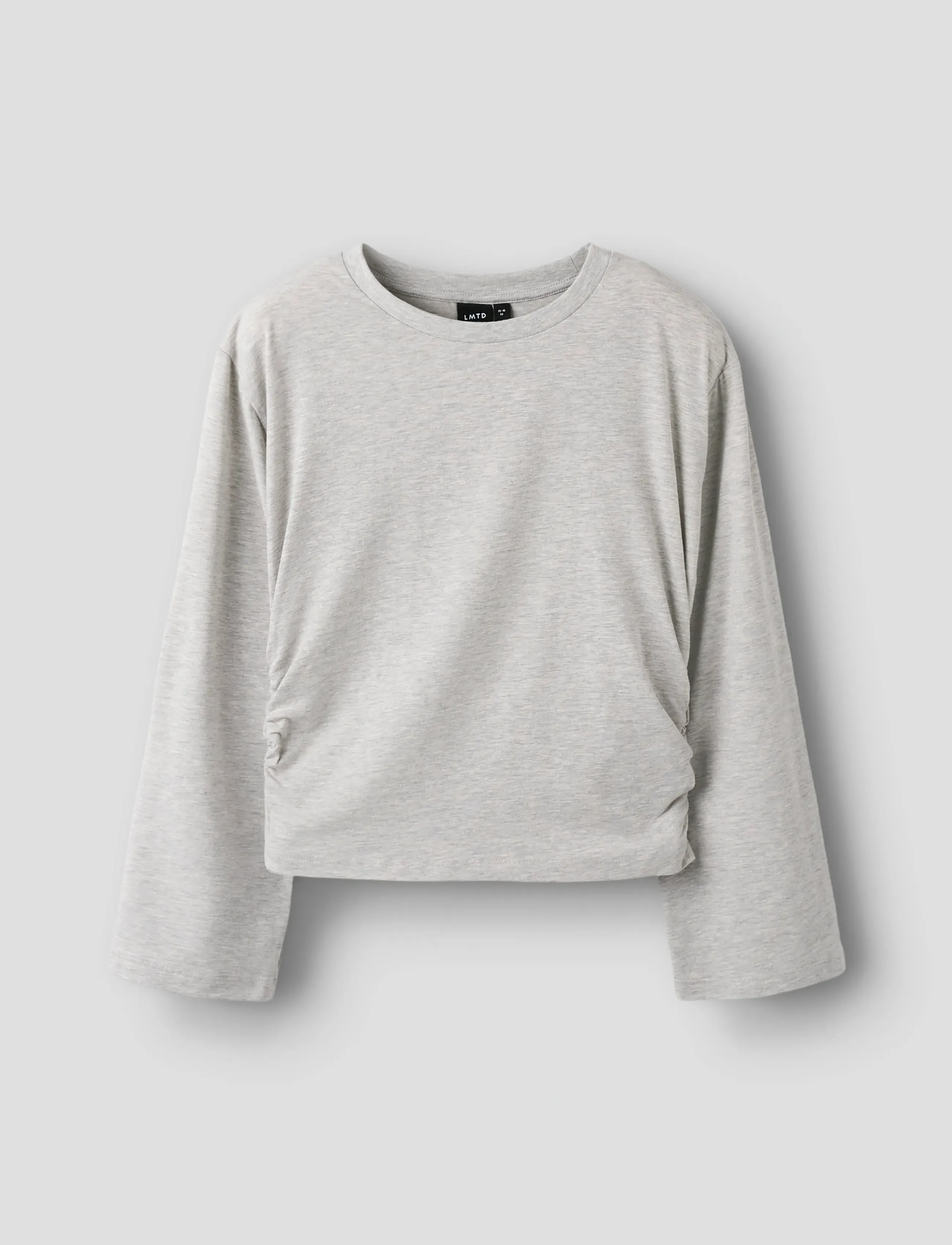 LMTD - NLFREBEC LS ROUCHED SHORT TOP - t-shirts - light grey melange - 3