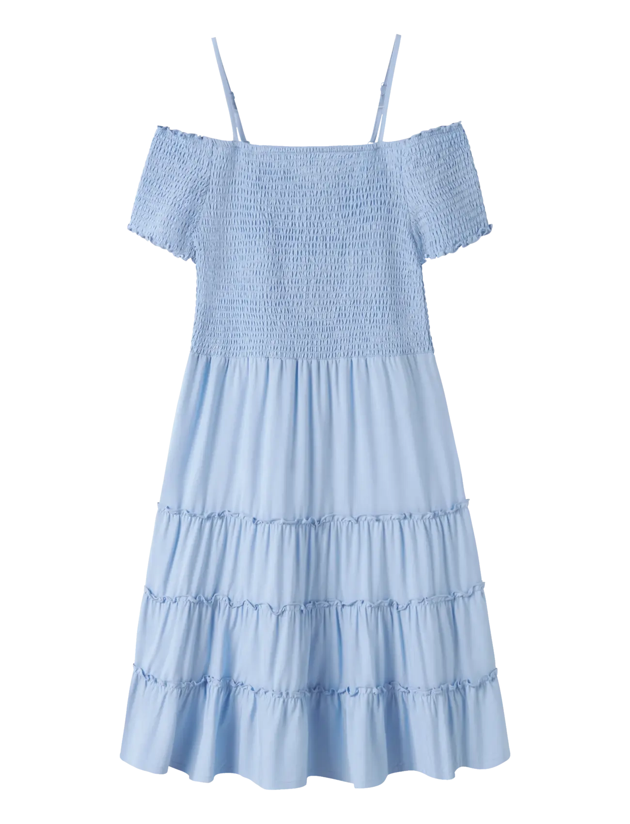LMTD Nlfsandy Solid Sl Short Dress, 152, Blue, Fritidskjoler > Kortærmede Fritidskjoler, Børn