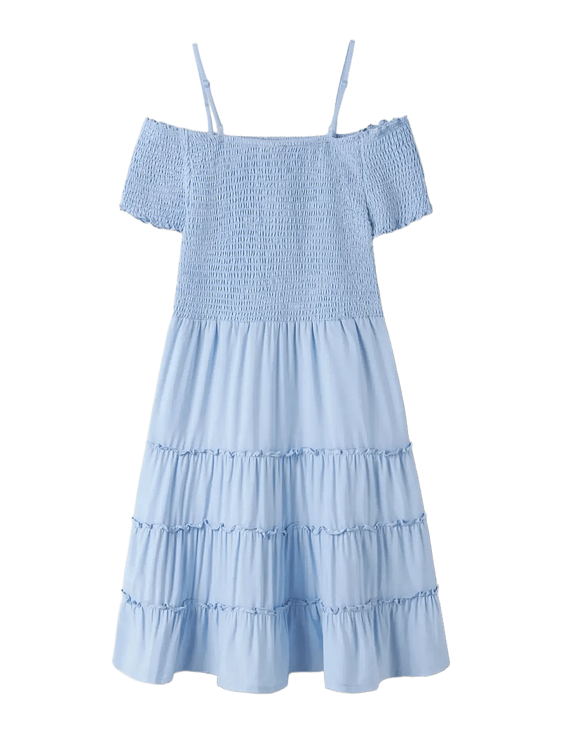 LMTD - NLFSANDY SOLID SL SHORT DRESS - kortærmede hverdagskjoler - windsurfer - 1