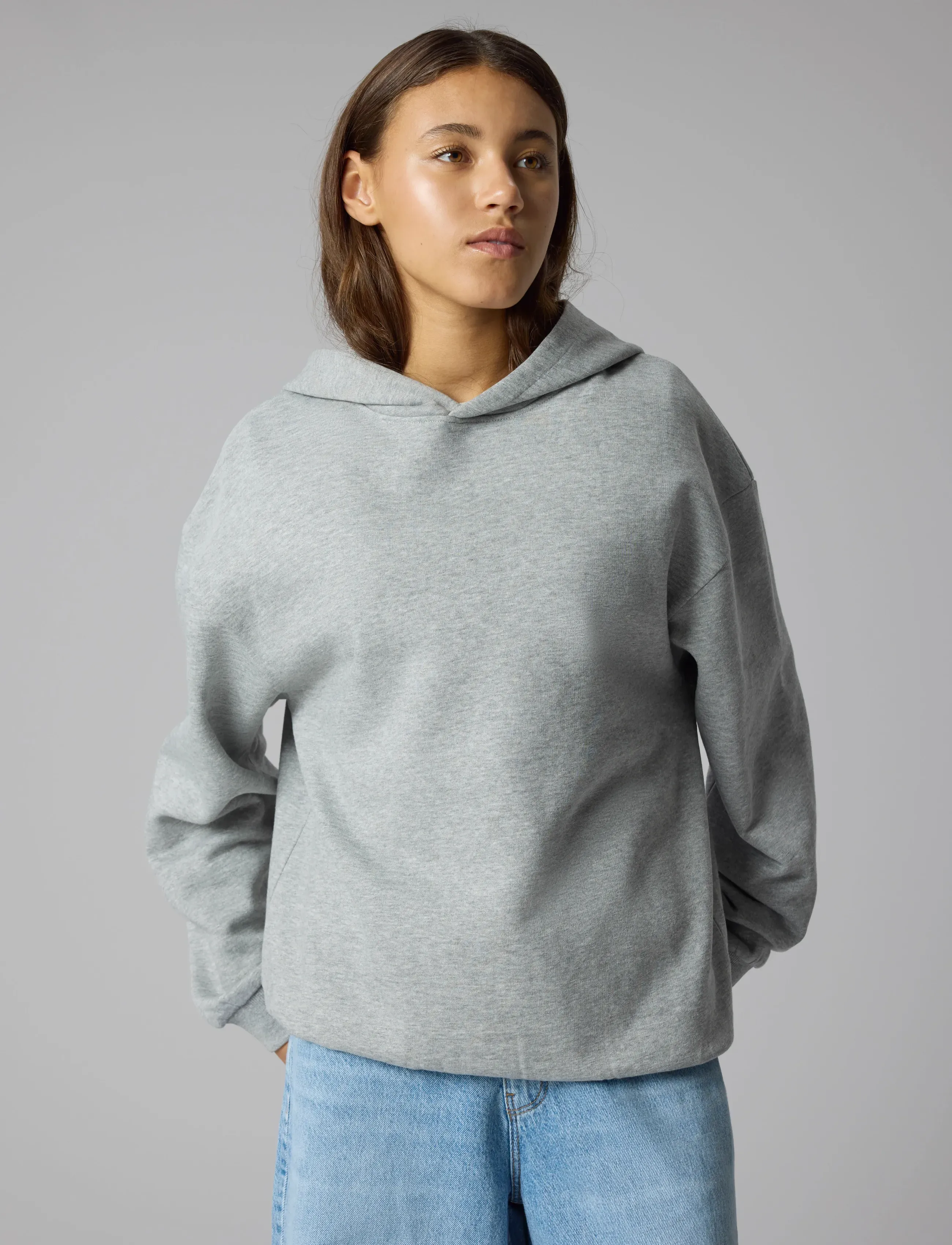 LMTD - NLNNEVO LS L BRU SWEAT W. HOOD NOOS - kapuutsiga dressipluusid - grey melange - 3