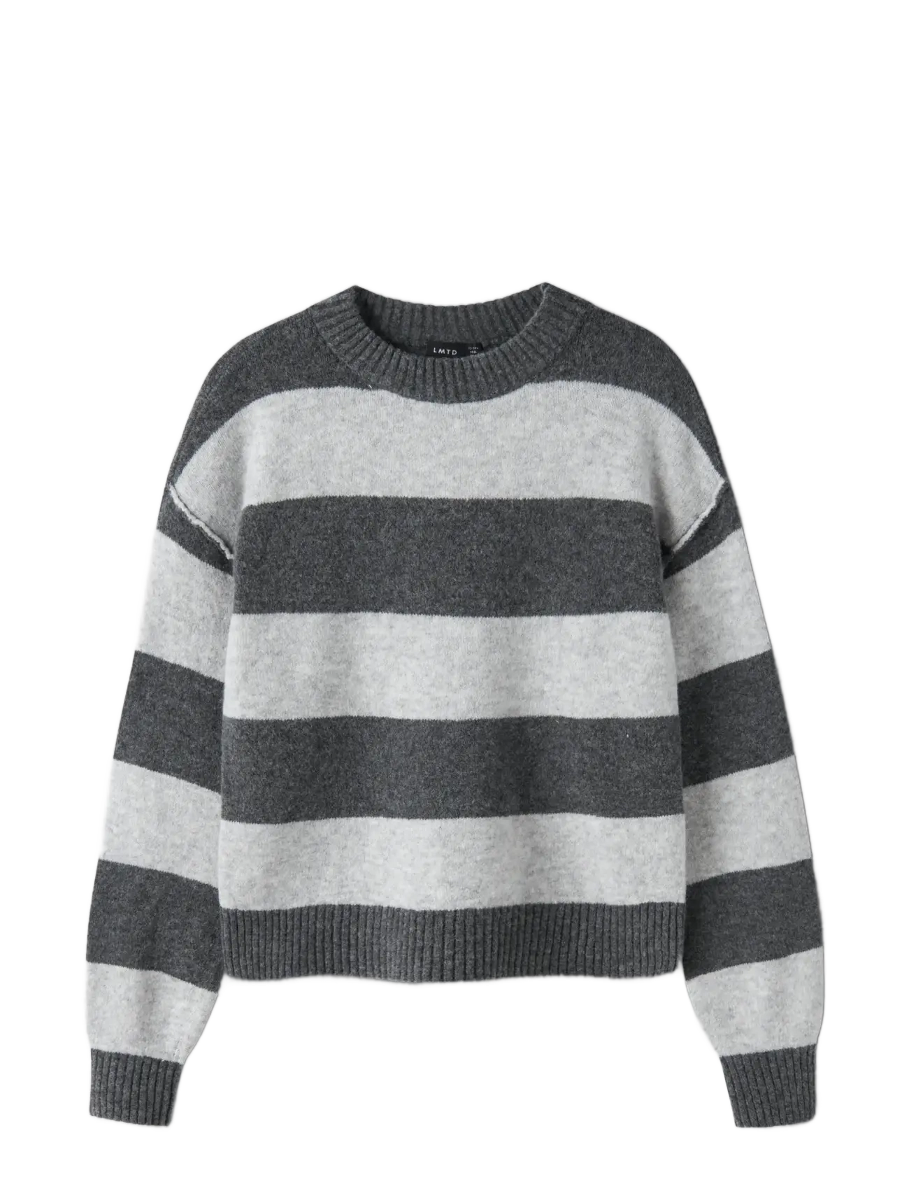 LMTD - NLFBYNTHE STRIPE LS SHORT KNIT NOOS - dark grey melange - 2