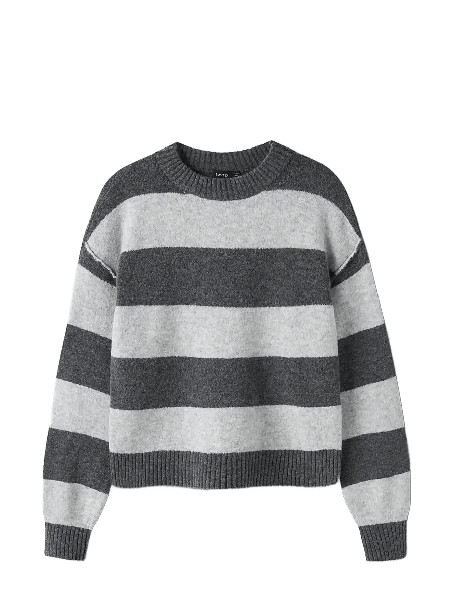 LMTD - NLFBYNTHE STRIPE LS SHORT KNIT NOOS - dark grey melange - 2