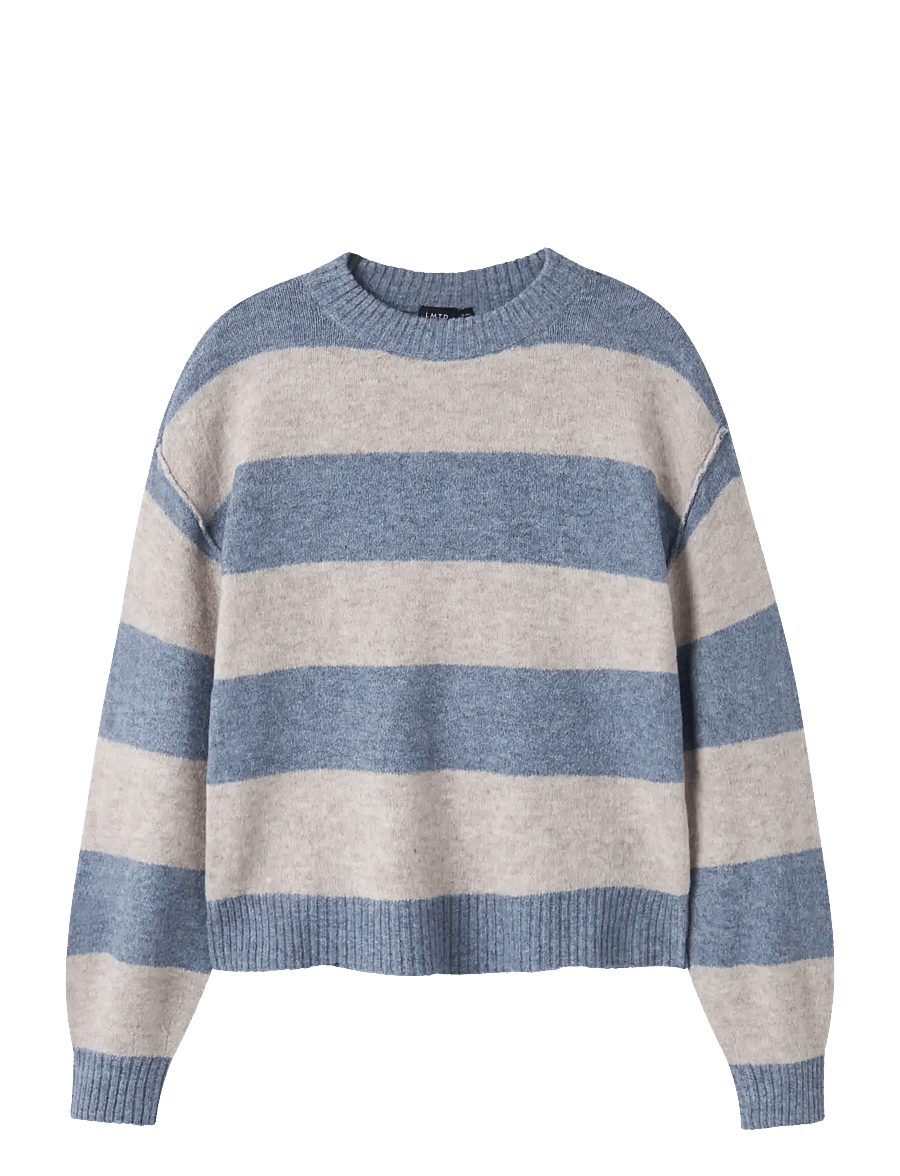 LMTD - NLFBYNTHE STRIPE LS SHORT KNIT NOOS - pullover - ombre blue - 0
