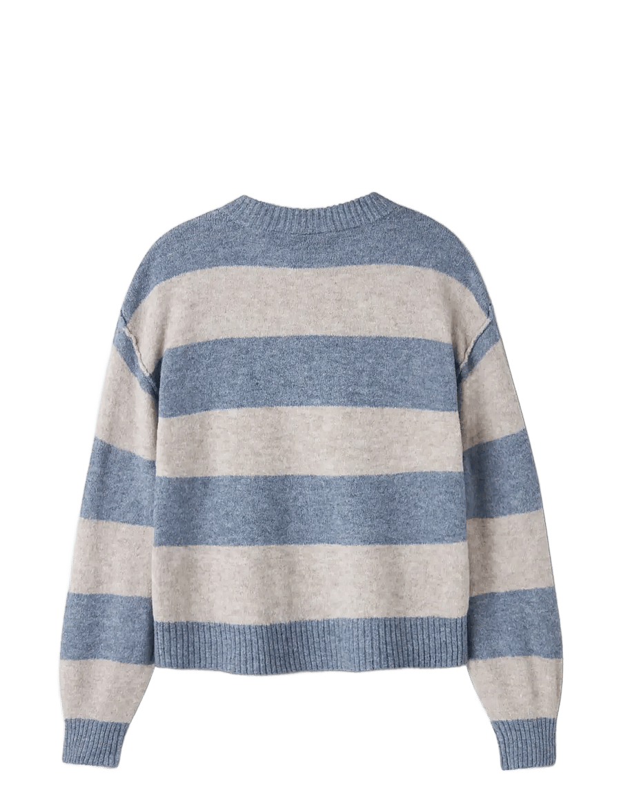 LMTD - NLFBYNTHE STRIPE LS SHORT KNIT NOOS - pullover - ombre blue - 1