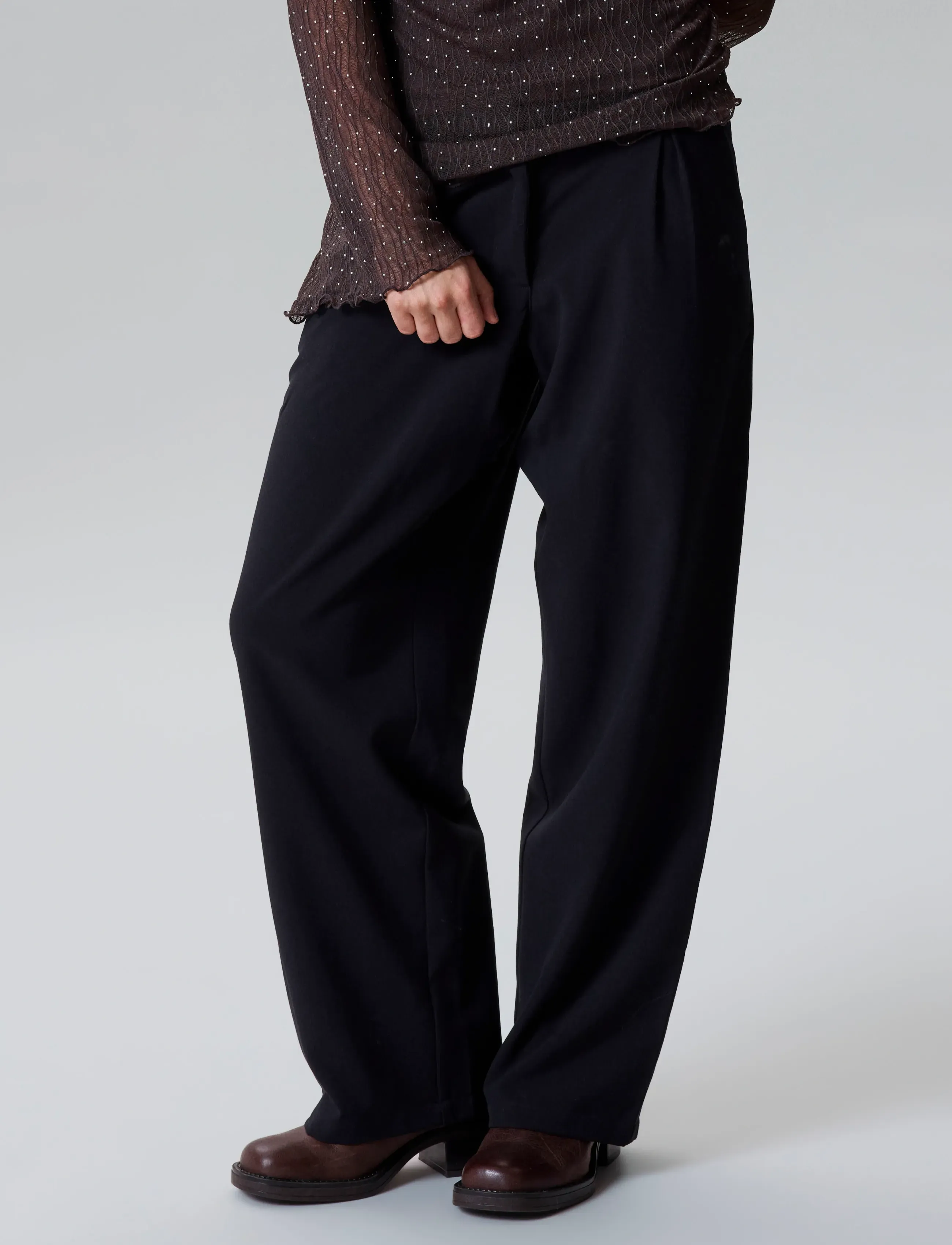 LMTD - NLFLUIS NW PLEAT WIDE PANT NOOS - spodnie - black - 3