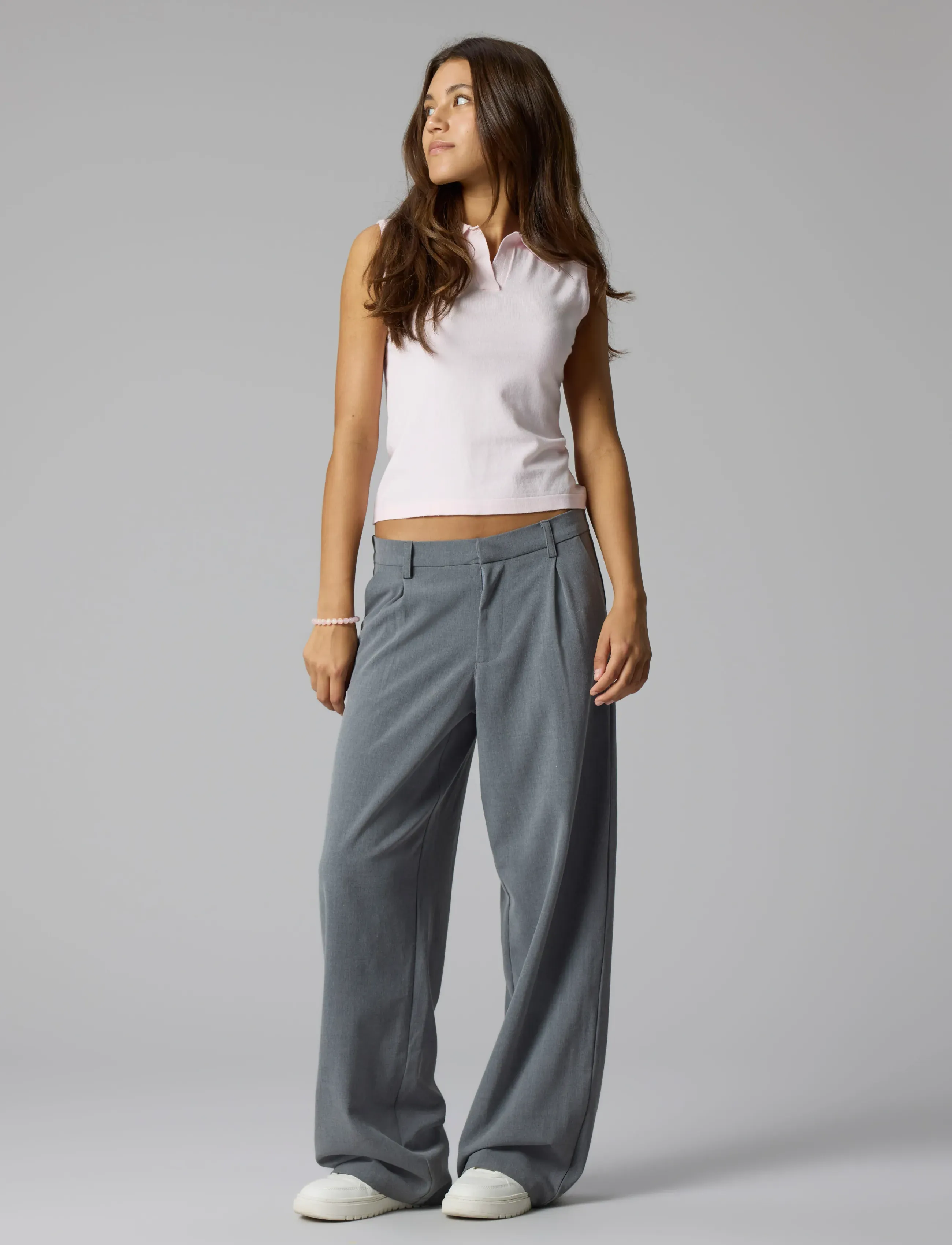 LMTD - NLFLUIS NW PLEAT WIDE PANT NOOS - trousers - grey melange - 2