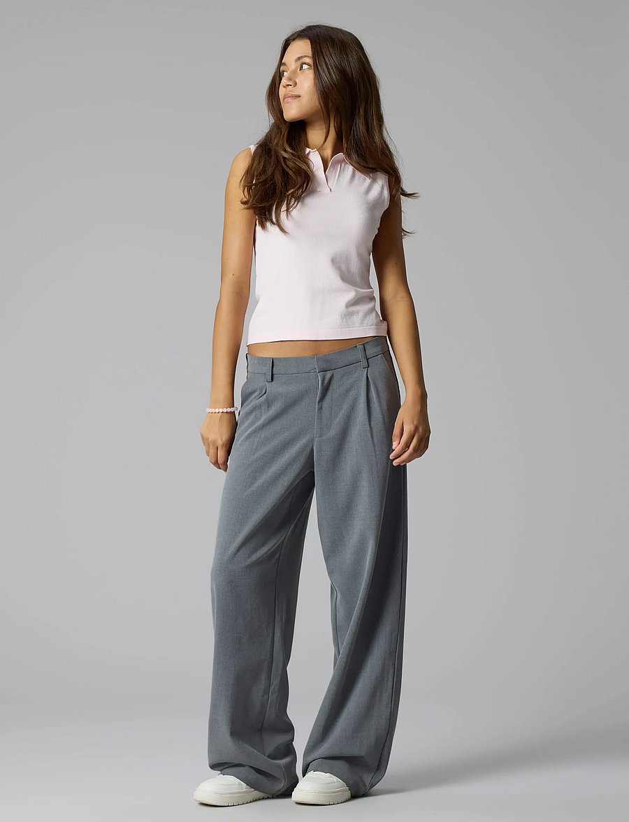 LMTD - NLFLUIS NW PLEAT WIDE PANT NOOS - bukser - grey melange - 2