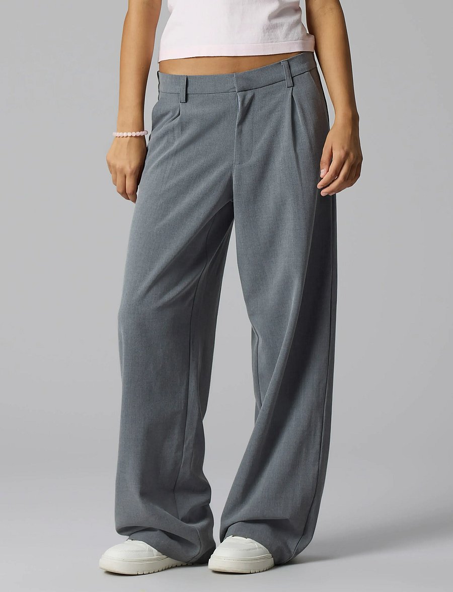 LMTD - NLFLUIS NW PLEAT WIDE PANT NOOS - bukser - grey melange - 3